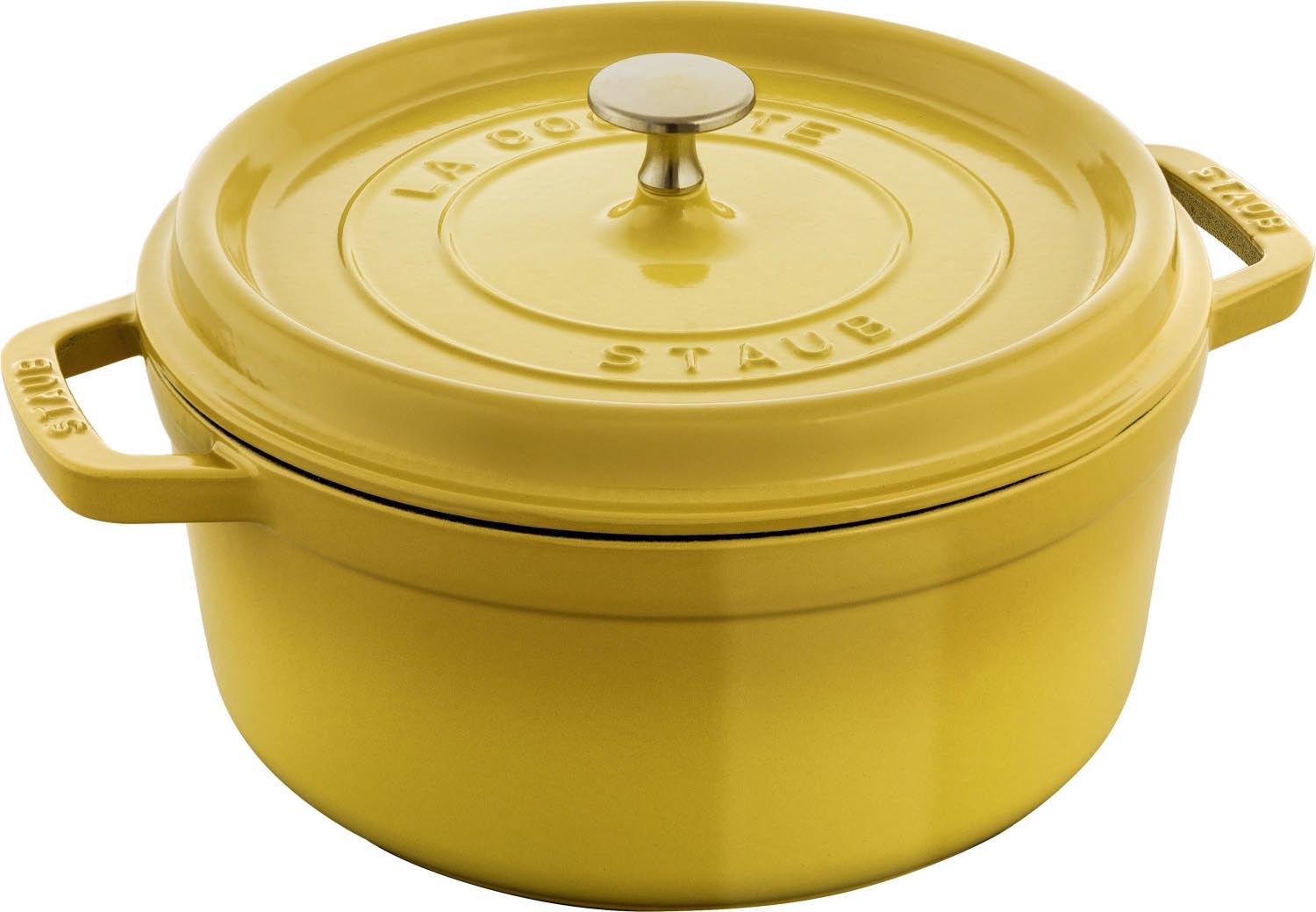 Cocotte 24cm, rund, Citron, Gusseisen 3.7l in Gelb präsentiert im Onlineshop von KAQTU Design AG. Topf ist von Staub