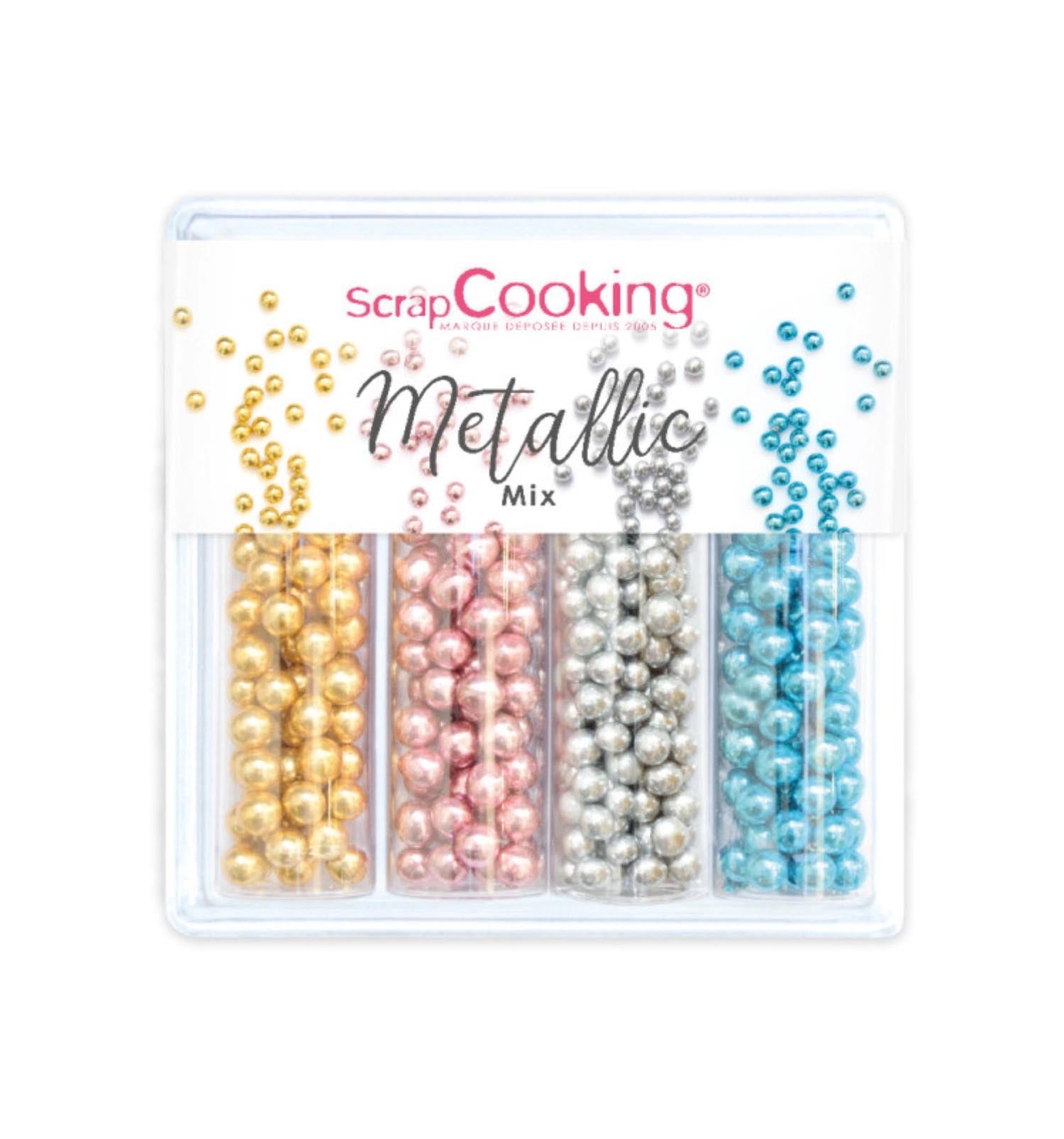 4er Set Zuckerstreusel Mix Perlen metallic 52g in Mehrfarbig präsentiert im Onlineshop von KAQTU Design AG. Lebensmittel ist von Scrap Cooking