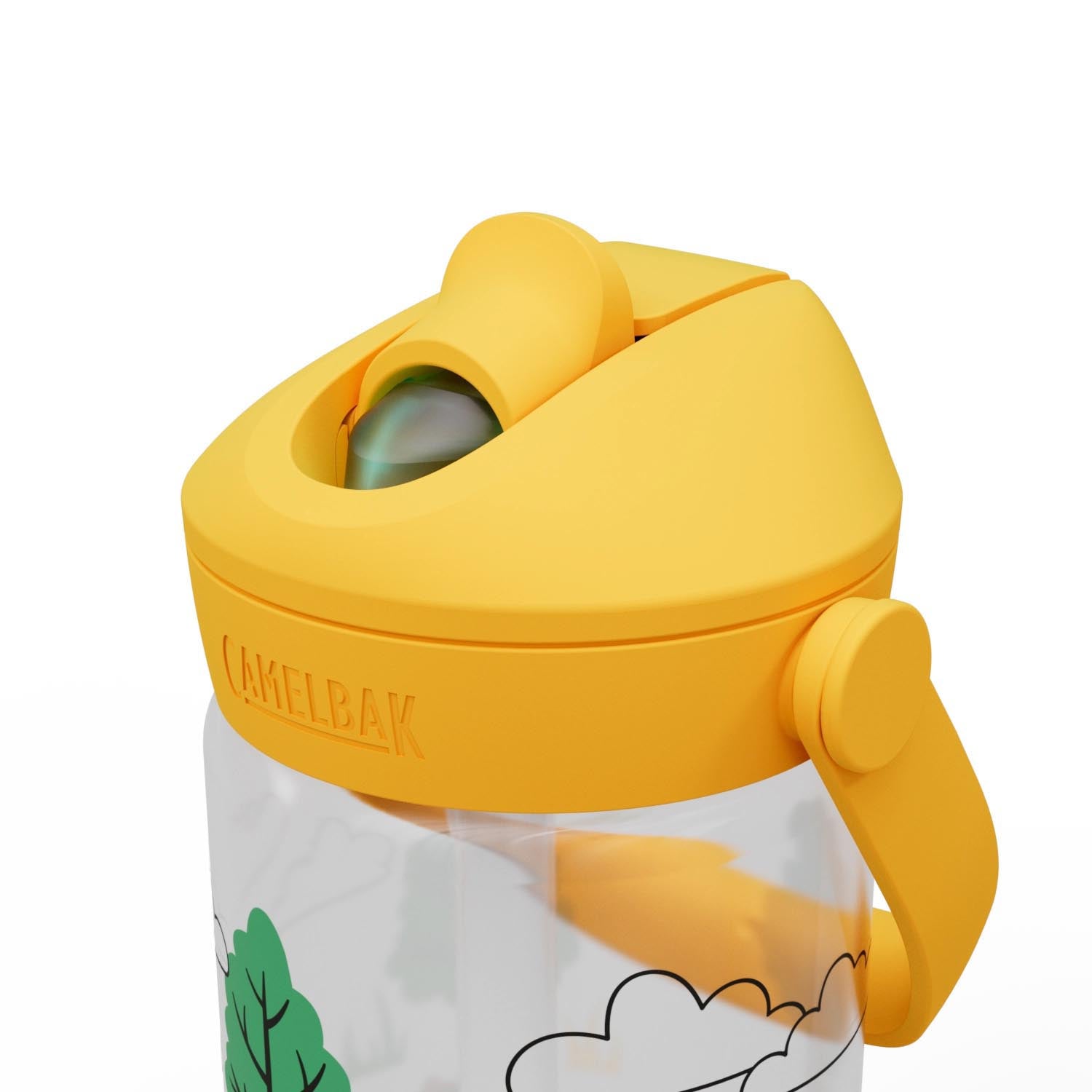 Die CamelBak Kinderflasche (0,4 l) mit Traktor- und Baum-Motiv ist robust, auslaufsicher und ideal für aktive Kinder.