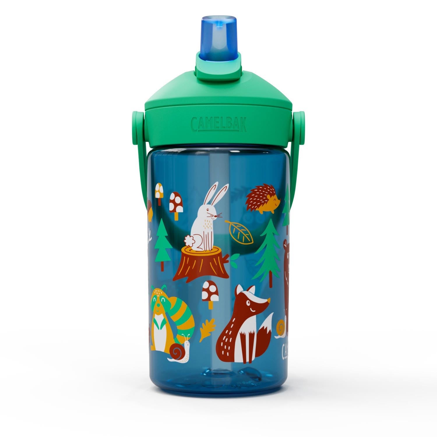 Der Camelbak Thrive Flip Straw Kids 0.4l in Friendly Forest Design ist eine praktische, auslaufsichere Trinkflasche für Kinder.