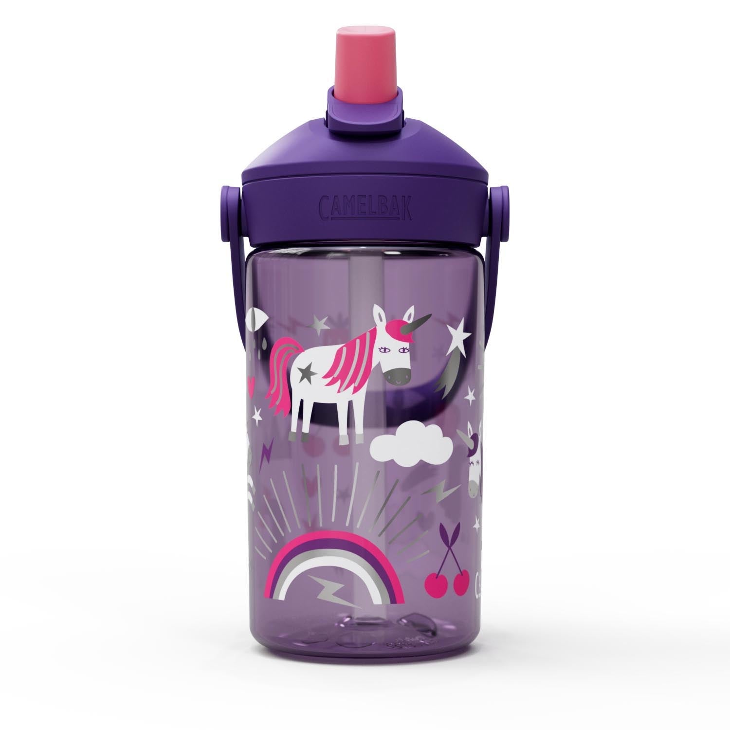 Die CamelBak Trinkflasche für Kinder mit 0,4 l Volumen, Flip-Strohhalm und Einhorn-Design. Perfekt für Schule und Freizeit.