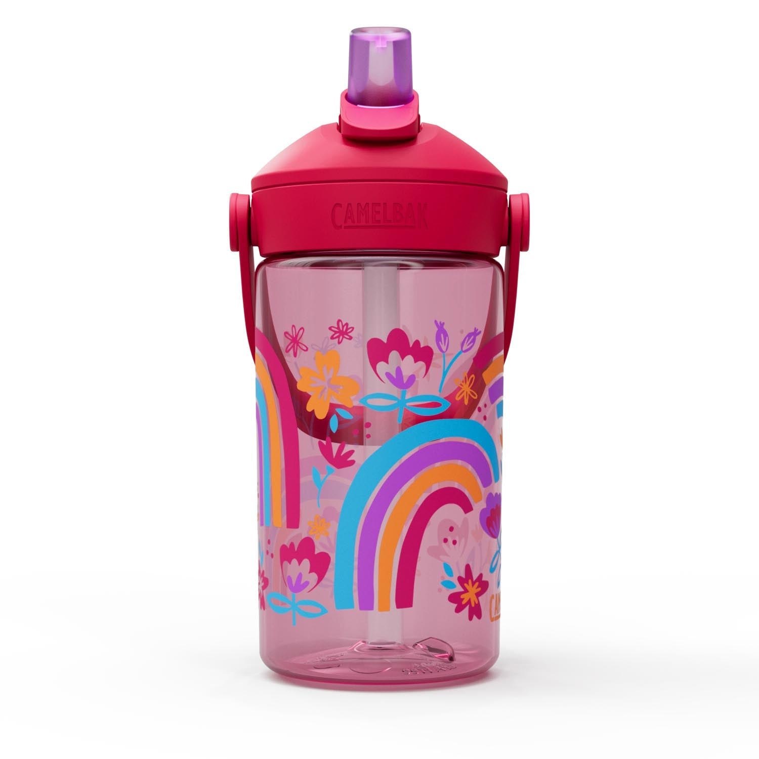 Die Camelbak Trinkflasche für Kinder, 0.4l, mit buntem Blumenmuster, ist auslaufsicher, robust und ideal für unterwegs.
