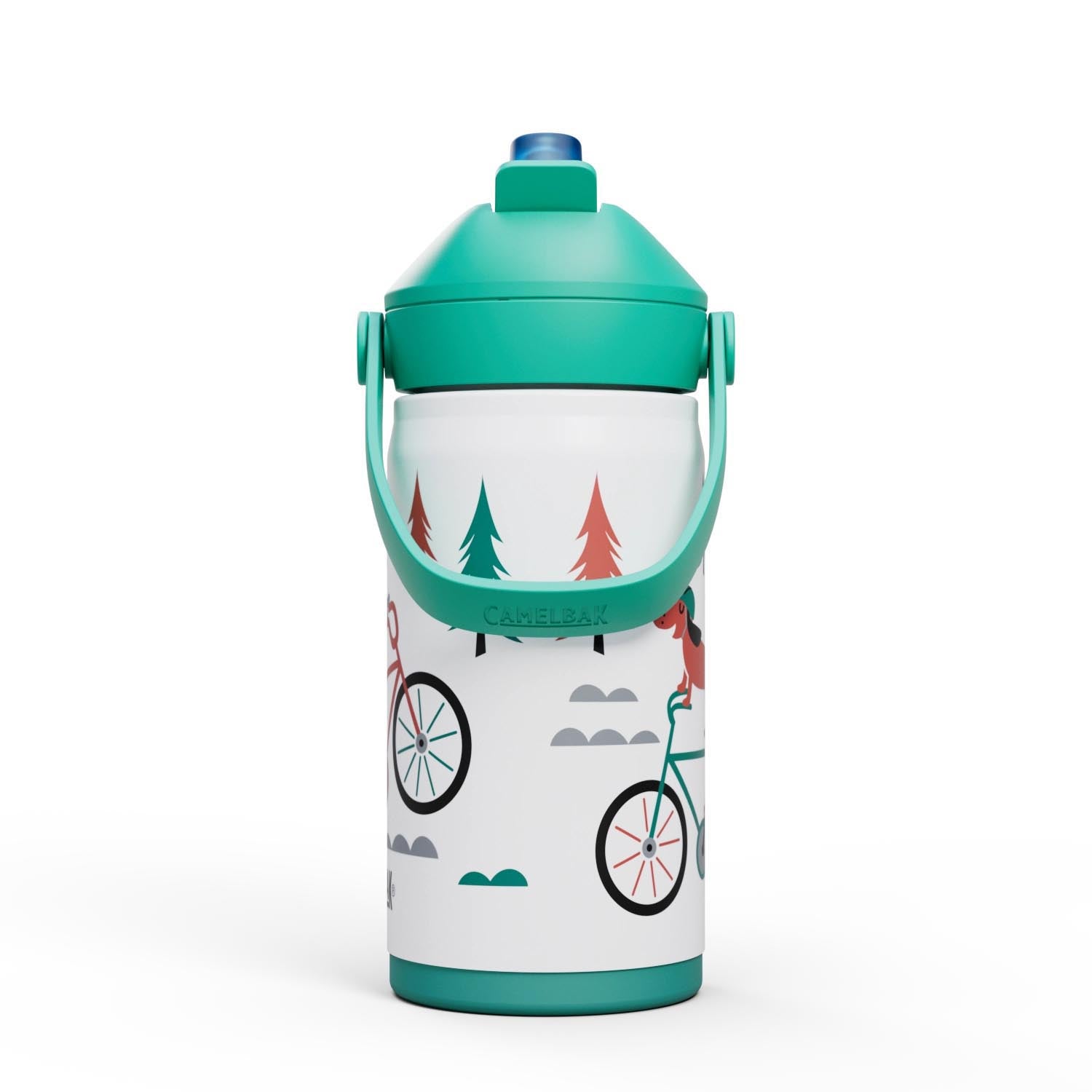 Camelbak Kinderflasche mit Flip-Strohhalm, 0,35l, Design "Biking Dogs" – ideal für aktive Kinder und unterwegs.