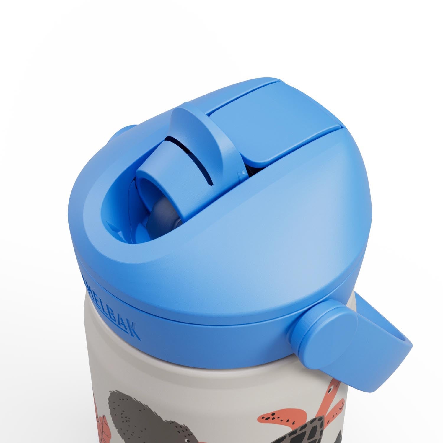 Kindertrinkflasche 0,35l mit Flip-Strohhalm, BPA-frei, auslaufsicher, robust, Design 'Protect Our Pals', ideal für unterwegs.