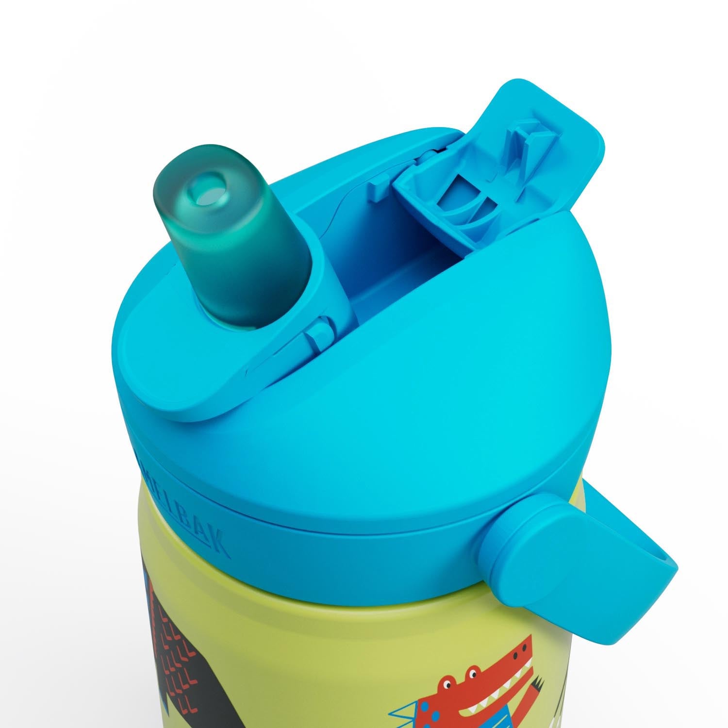 Die Camelbak Thrive Flip Straw Kids VSS 0.35l Dino Jam ist eine isolierte Kinderflasche mit Flip-Strohhalm und farbenfrohem Dino-Design.