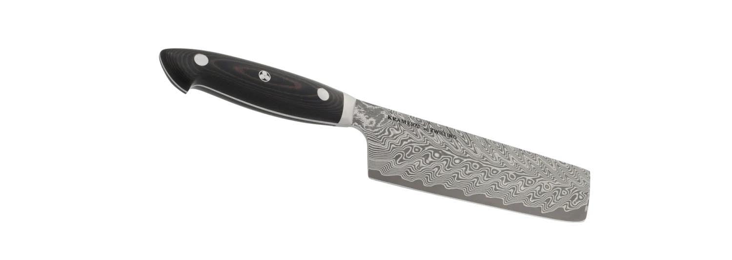 Das Kramer Euro Stainless Nakiri 17cm von Zwilling ist ein hochwertiges, japanisches Gemüsemesser aus Edelstahl.