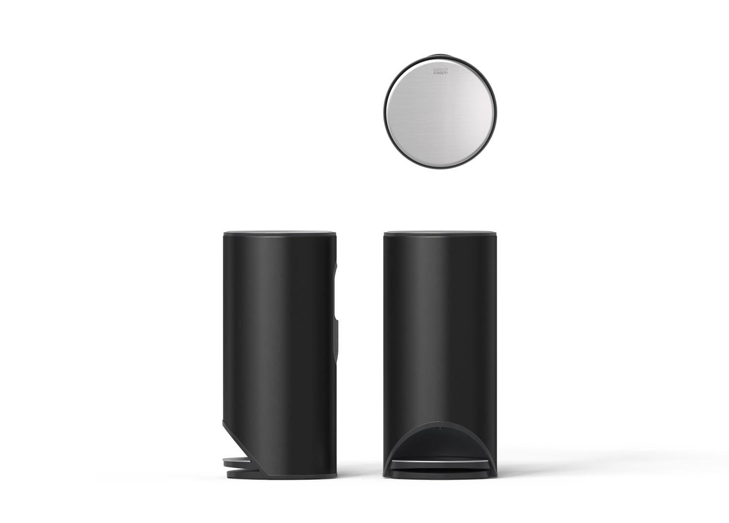 Eleganter 30L Pedaleimer Arc von Joseph Joseph, schwarz, H72cm, D34cm, mit praktischer Innentasche, ideal für stilvolle Mülltrennung.