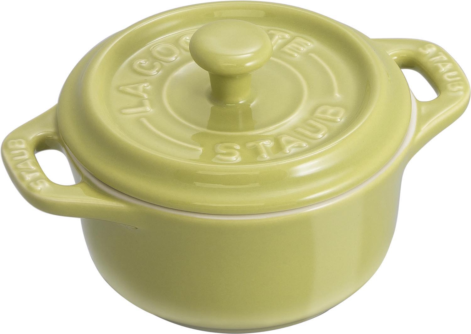 Elegantes 6-teiliges Mini-Cocotte-Set von Staub, ideal für stilvolles Servieren und Zubereiten kleiner Gerichte.