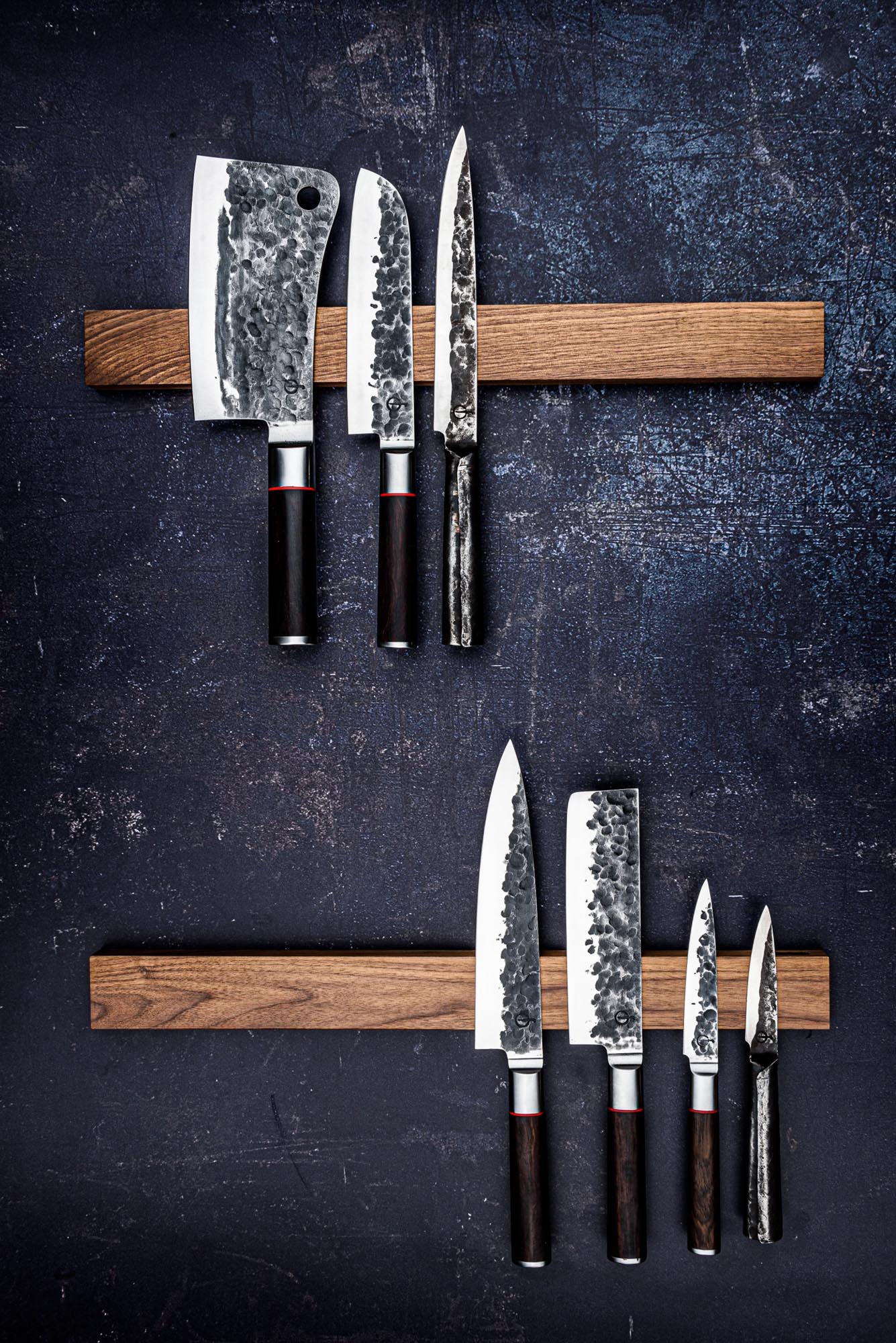 Elegante magnetische Messerleiste aus Walnussholz, 50 cm lang, ideal zur stilvollen und sicheren Aufbewahrung Ihrer Messer.