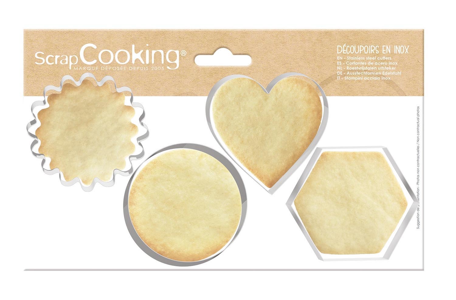 Set aus 4 Edelstahl-Ausstechern von Scrap Cooking, perfekt für kreative Backprojekte und präzise Formen in der Küche.