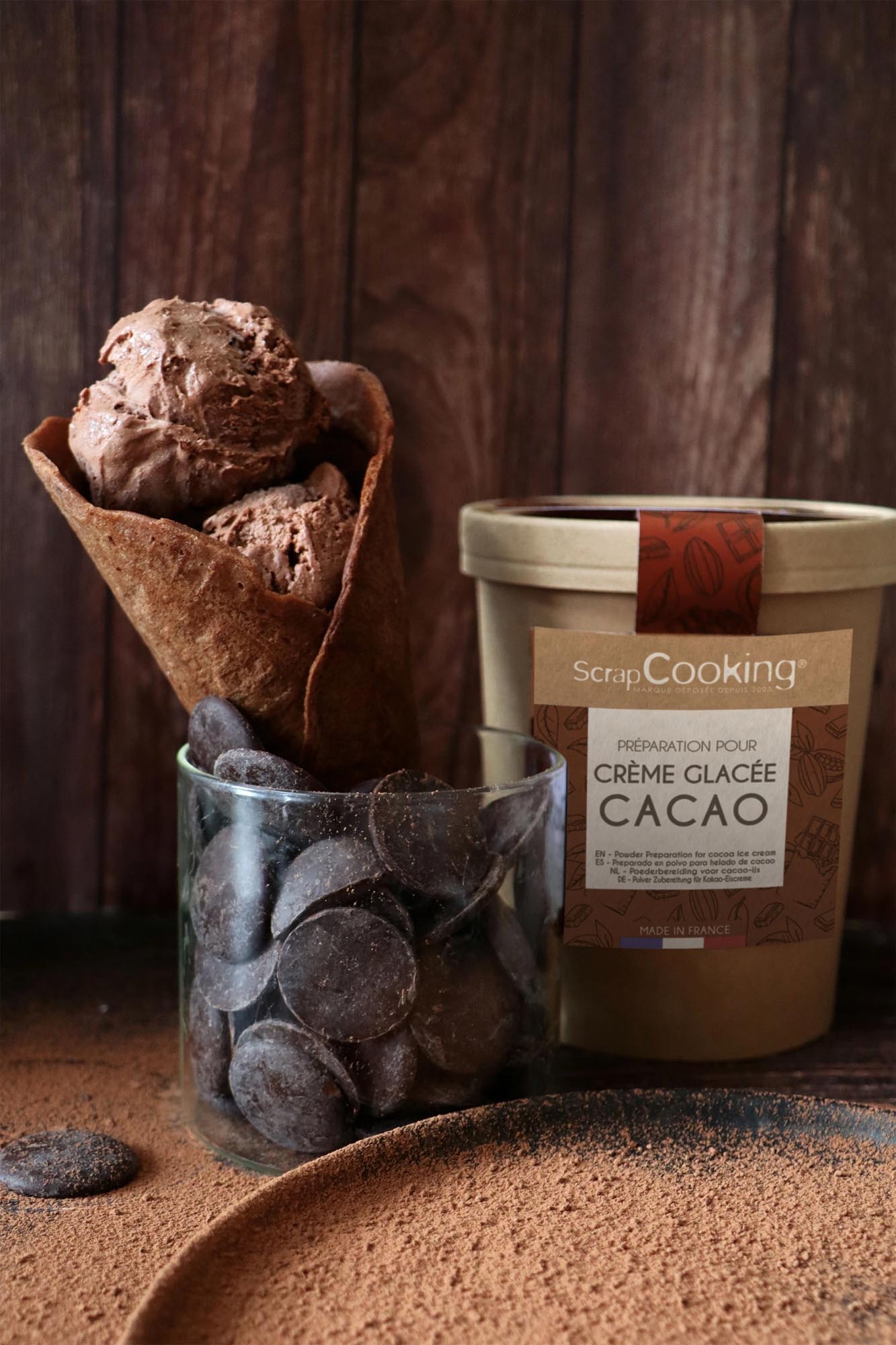 Fertigmischung für cremige Schokoladen-Eiscreme, 185g, ideal für hausgemachte Desserts, einfach, lecker und unwiderstehlich.