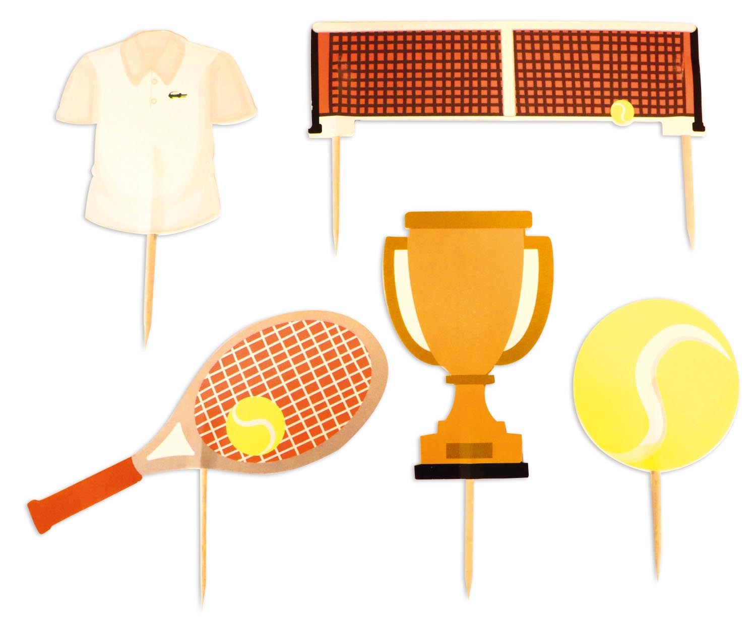 5er Set Kuchendekoration Tennis Motive Papier in Mehrfarbig präsentiert im Onlineshop von KAQTU Design AG. Küchenhelfer ist von Scrap Cooking