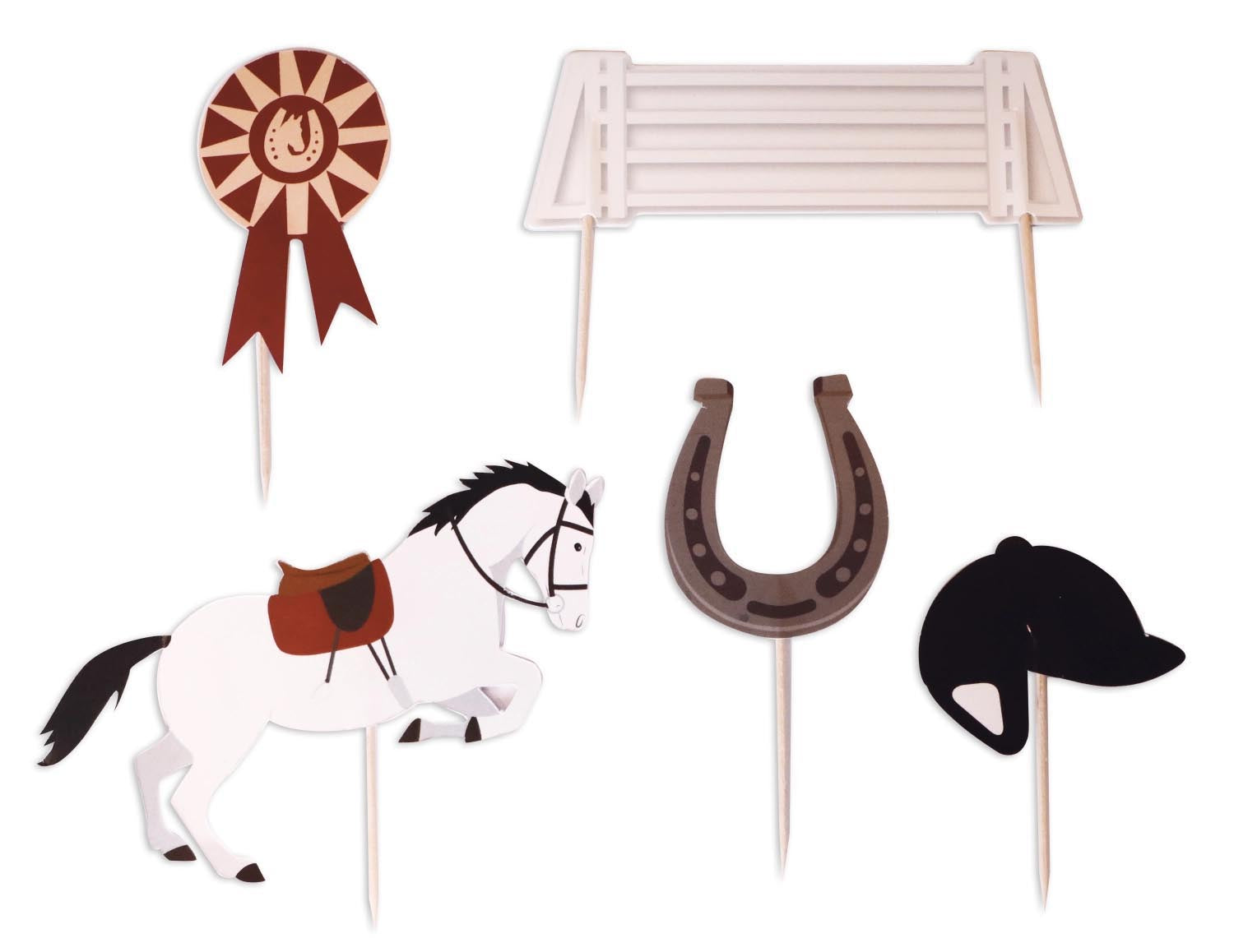 5er Set Kuchendekoration Reit Motive Papier in Mehrfarbig präsentiert im Onlineshop von KAQTU Design AG. Küchenhelfer ist von Scrap Cooking