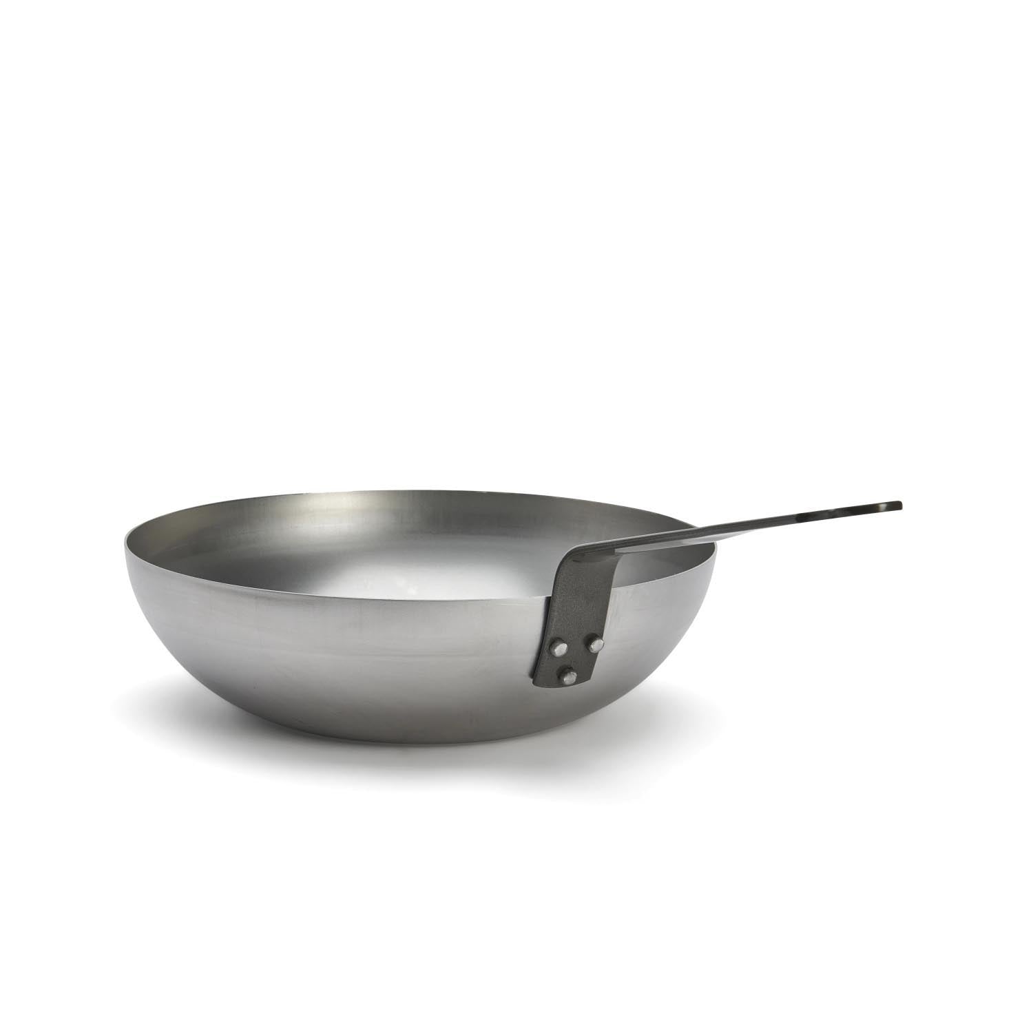 Hochwertiger Wok aus Mineral B Stahl, 28 cm, ideal für gesundes Braten und authentische asiatische Küche.