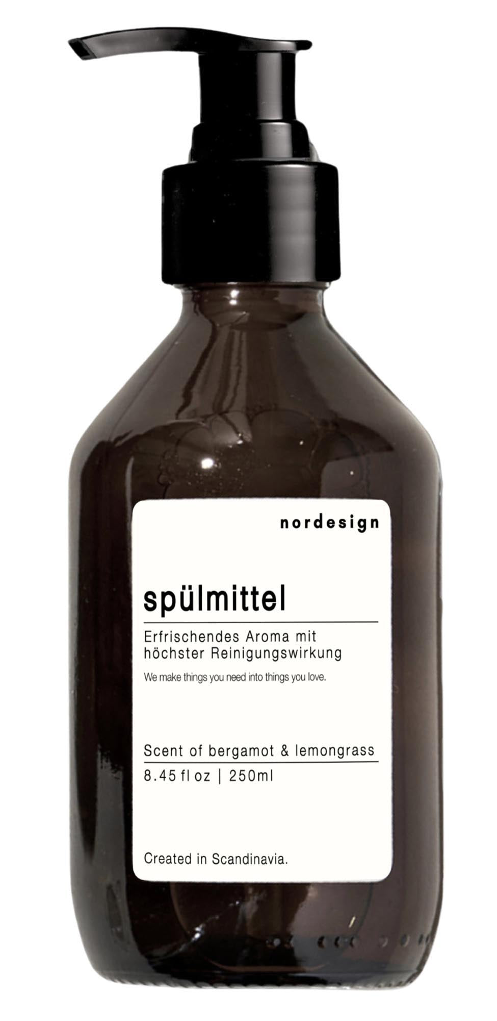 Spülmittel 250ml bergamot & lemongrass Kunststoffpumpe in Transparent präsentiert im Onlineshop von KAQTU Design AG. Reinigungsmittel ist von Nordesign