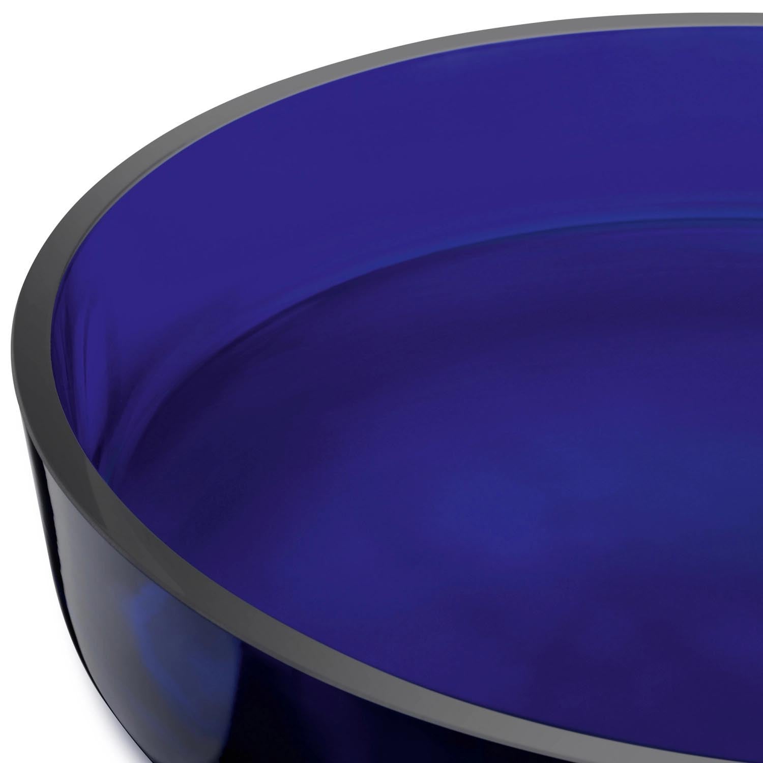 Stilvolle Schale aus kobaltblauem Glas, 35 cm breit, 6 cm hoch, perfekt für Dekoration und Präsentation in modernem Design.