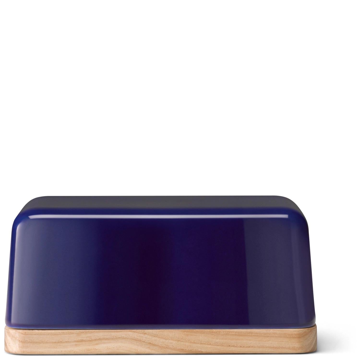Elegante Butterdose aus Eschenholz und Glas, 14 cm, in Kobaltblau von LSA. Perfekt für stilvolles Servieren.