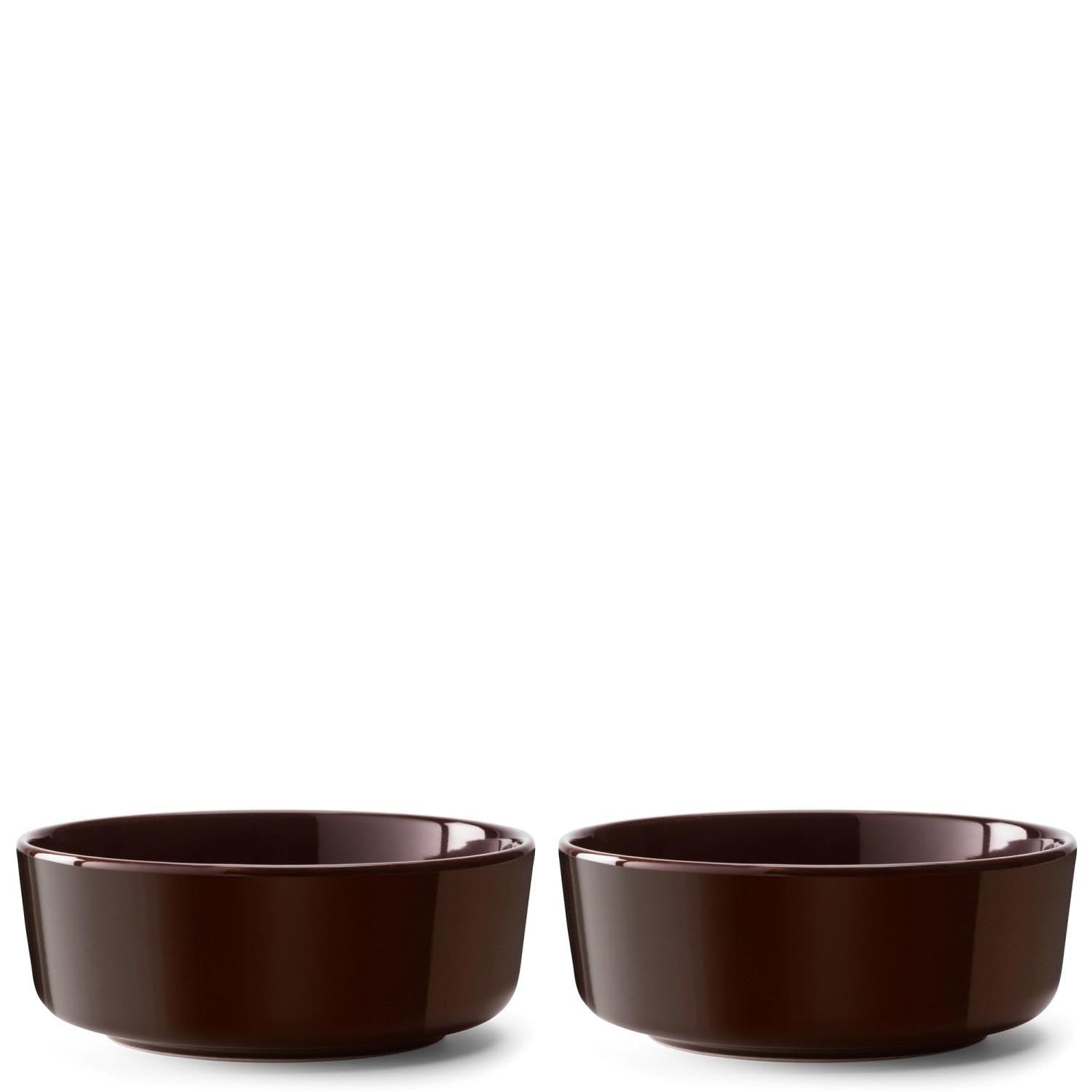 Elegantes 2er Set LSA Collective Schalen in Mocha, 15cm Durchmesser, ideal für stilvolles Servieren und modernes Design.