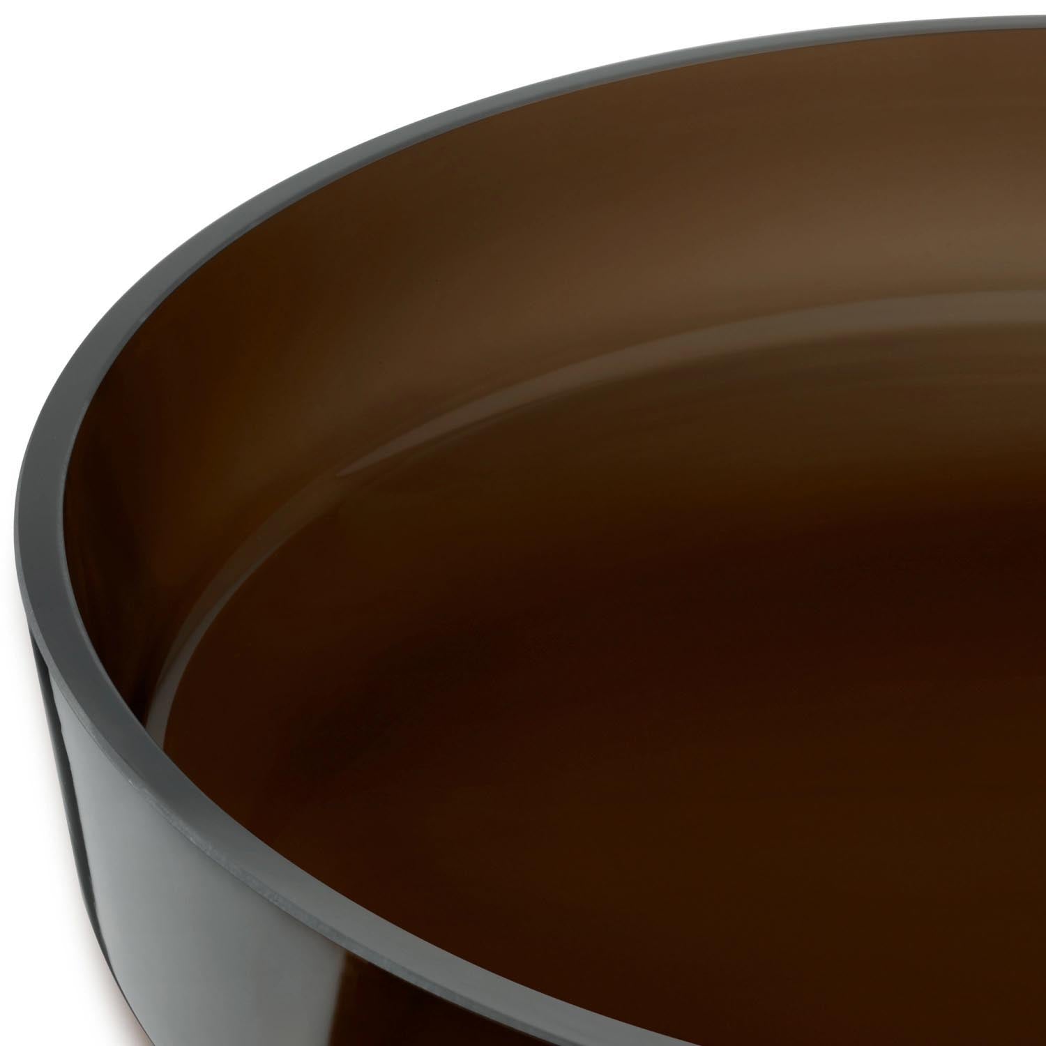 Stilvolle Glasschale in Mocha, 35 cm Durchmesser, 6 cm hoch, perfekt für moderne Dekoration und elegante Präsentationen.