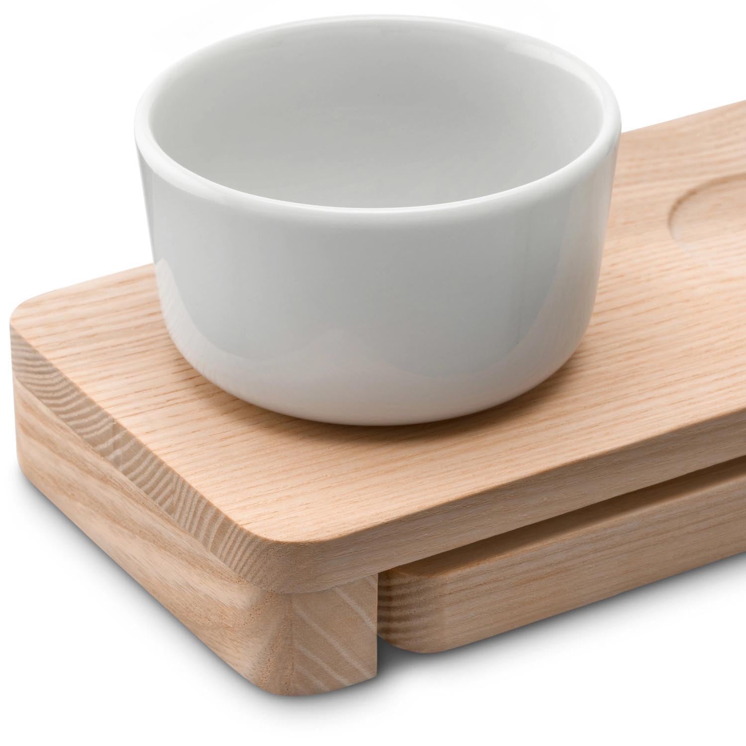 Elegantes Servierset aus weisser Esche, Masse 19.5x16x8cm, von LSA. Perfekt für stilvolles Präsentieren und Servieren.