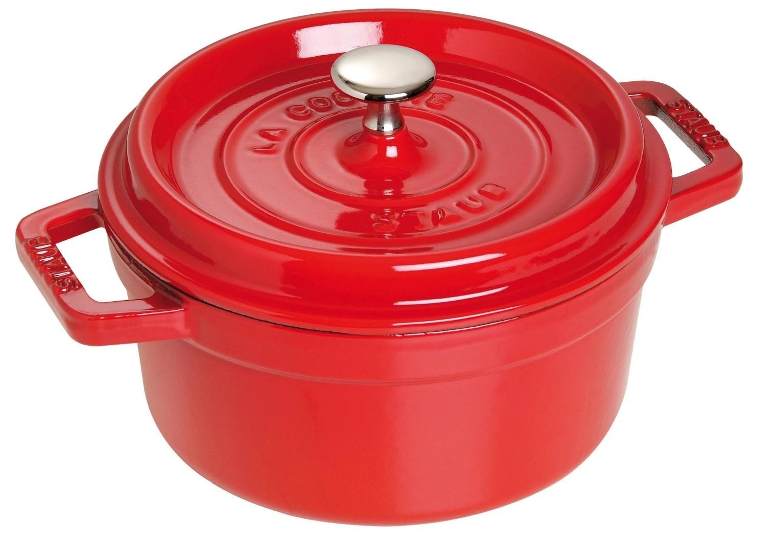 Cocotte 26cm, rund, Kirsch-Rot, Gusseisen 5.25l in Rot präsentiert im Onlineshop von KAQTU Design AG. Topf ist von Staub