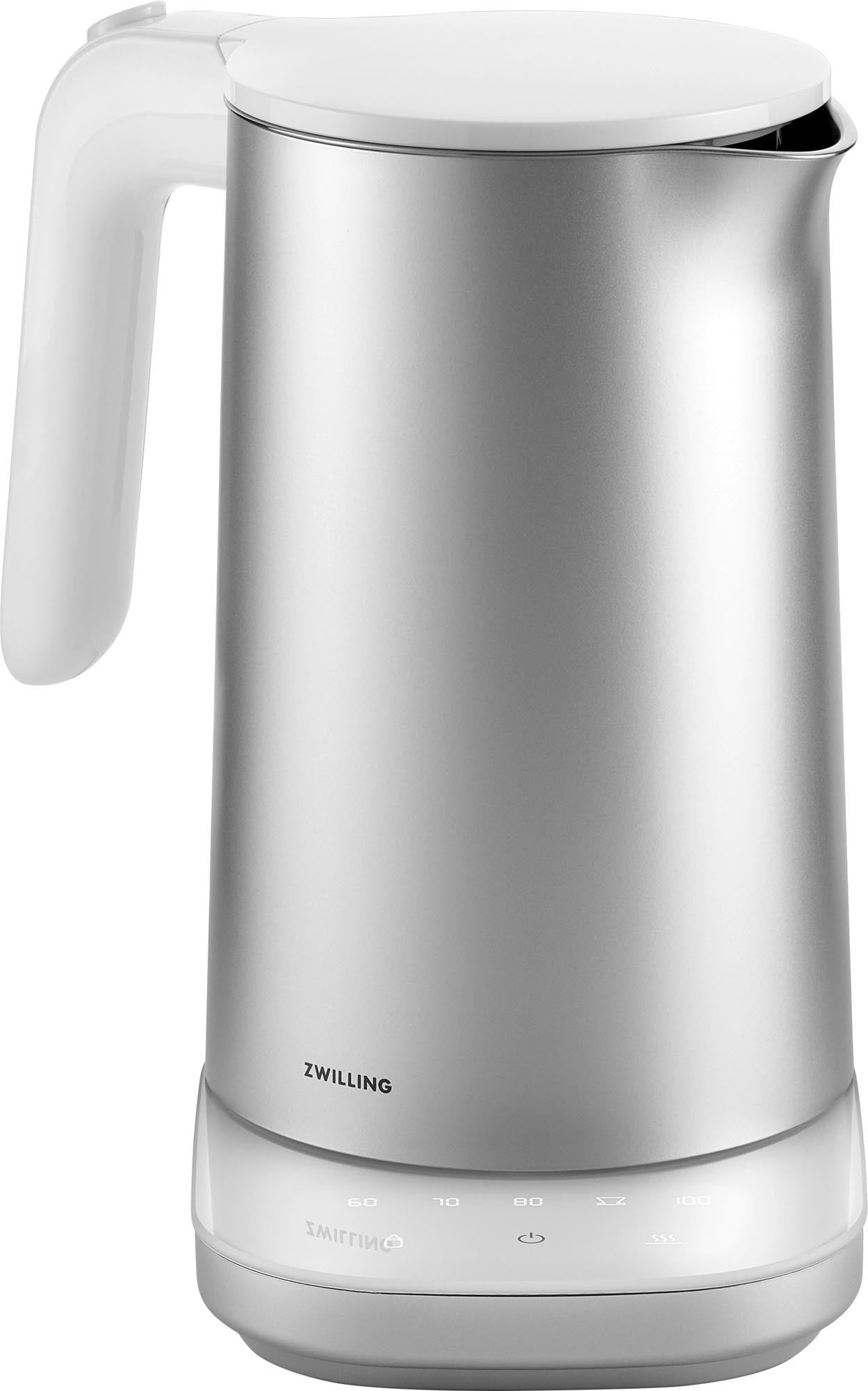 Eleganter 1L Wasserkocher von Zwilling, silber, mit präziser Temperaturregelung und hochwertigem Design für perfekten Teegenuss.