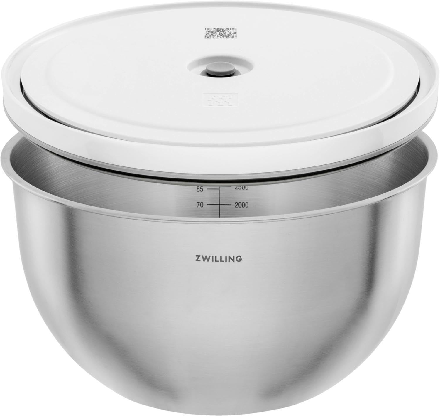 Edelstahl-Vakuumschüssel von Zwilling, ideal für frische Lebensmittel. Modernes Design, langlebig und einfach in der Anwendung.