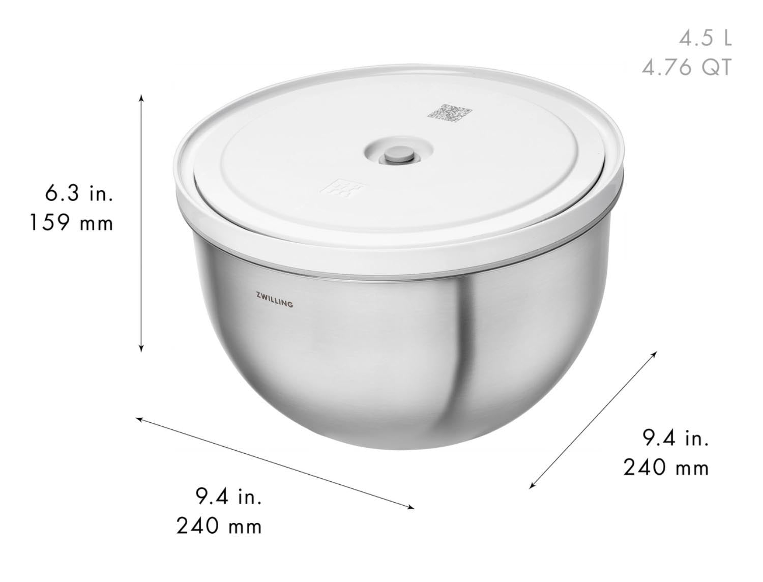 Edelstahl-Vakuumschüssel von Zwilling, ideal für Frische und Haltbarkeit. Modernes Design, langlebig und praktisch für den Alltag.