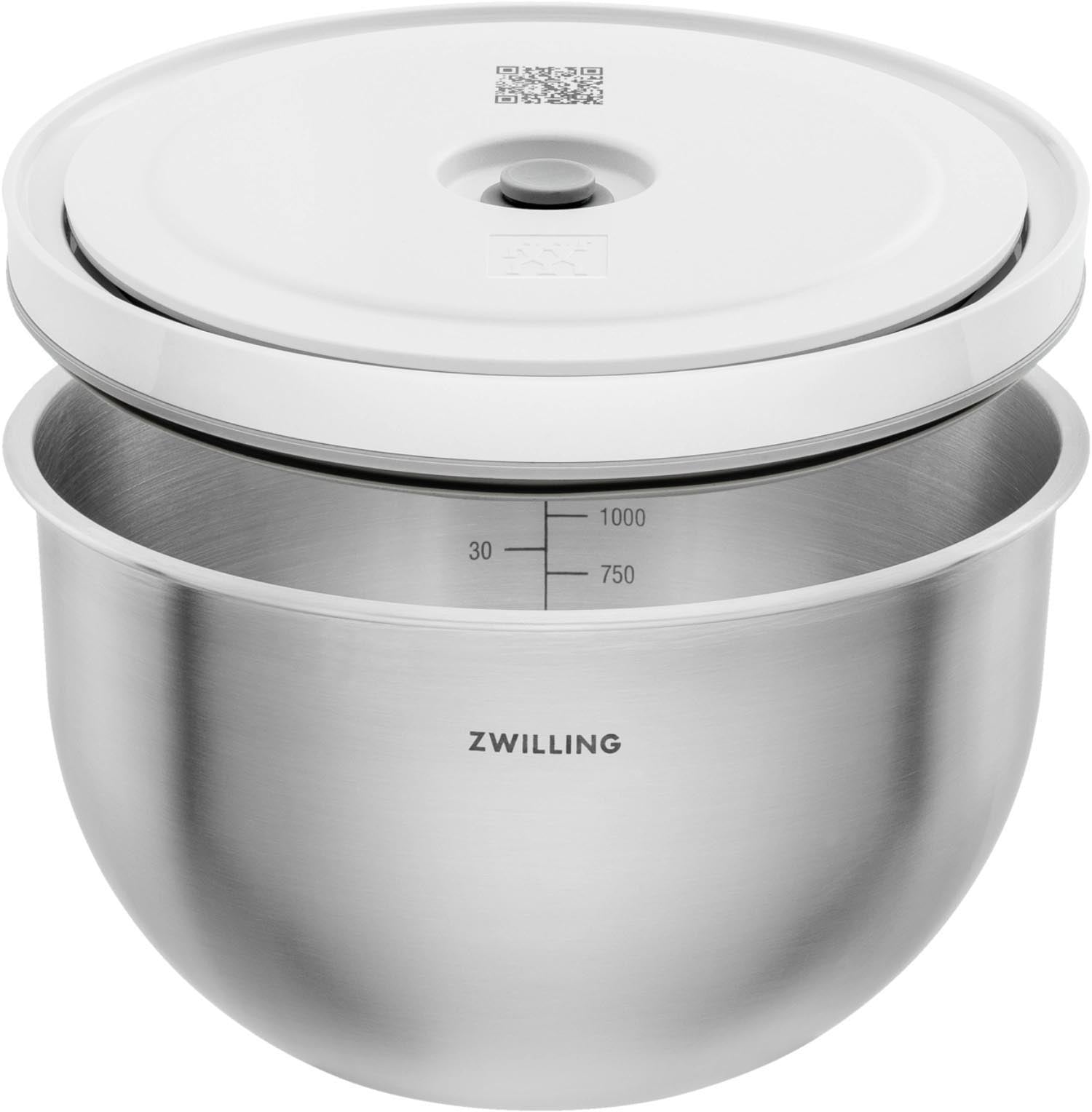 Elegantes 6-teiliges Edelstahl-Vakuumschüssel-Set von Zwilling für frische Aufbewahrung und optimale Küchenorganisation.