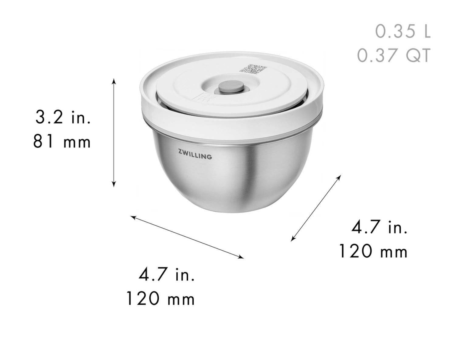 Elegantes 6-teiliges Vakuumschüssel-Set aus Edelstahl von Zwilling, perfekt für frische Aufbewahrung und modernes Küchendesign.