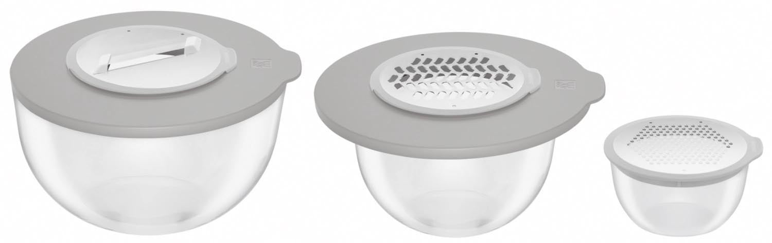 Praktisches 5-teiliges Fresh & Save Schüssel-Set von Zwilling für frische Aufbewahrung und Vakuumversiegelung von Lebensmitteln.