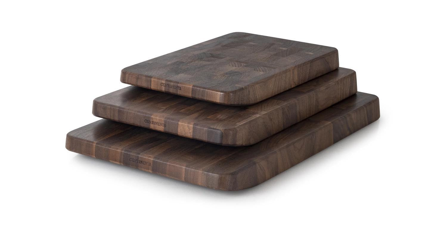 Hochwertiges Walnuss-Stirnholz-Tranchierbrett von Continenta, 46x32.5x3.5 cm, robust, stilvoll und perfekt für die Küche.