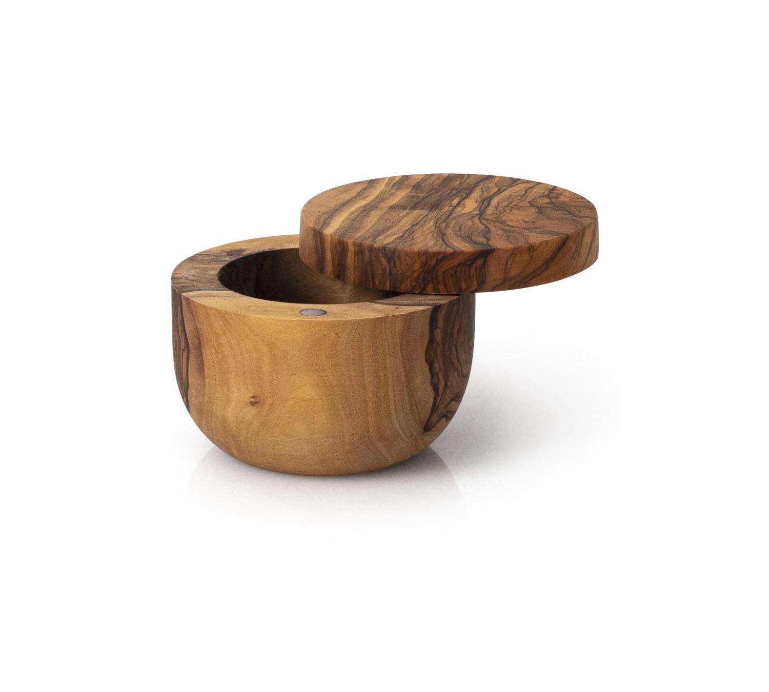 Elegante Olivenholz-Dose von Continenta, Ø 9.5 cm, ideal zur Aufbewahrung, handgefertigt aus hochwertigem Olivenholz.