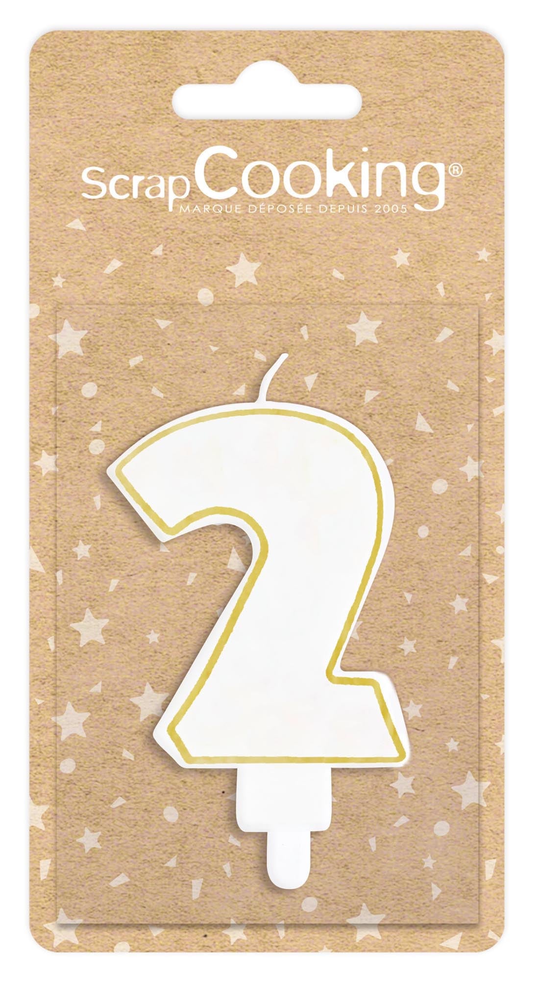 Kerze Nummer 2 weiss mit Goldrand 8cm in Gold präsentiert im Onlineshop von KAQTU Design AG. Kerzen ist von Scrap Cooking