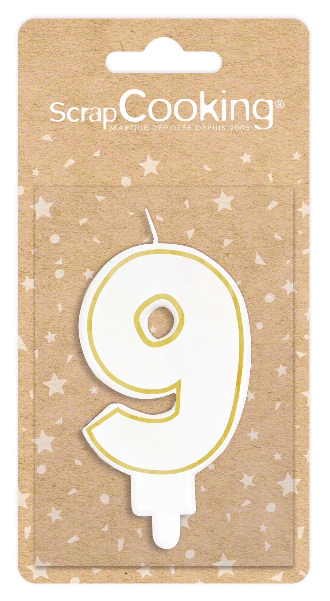 Kerze Nummer 9 weiss mit Goldrand 8cm in Gold präsentiert im Onlineshop von KAQTU Design AG. Kerzen ist von Scrap Cooking