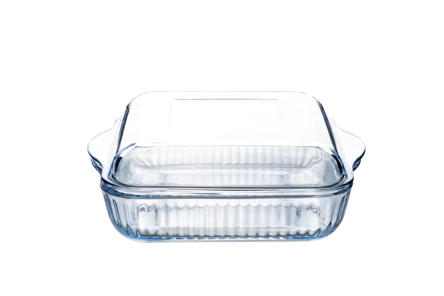 Auflaufform mit Deckel quadr. m. Prägung 23.8x21.2 cm in Transparent präsentiert im Onlineshop von KAQTU Design AG. Backform / Backblech ist von Borart