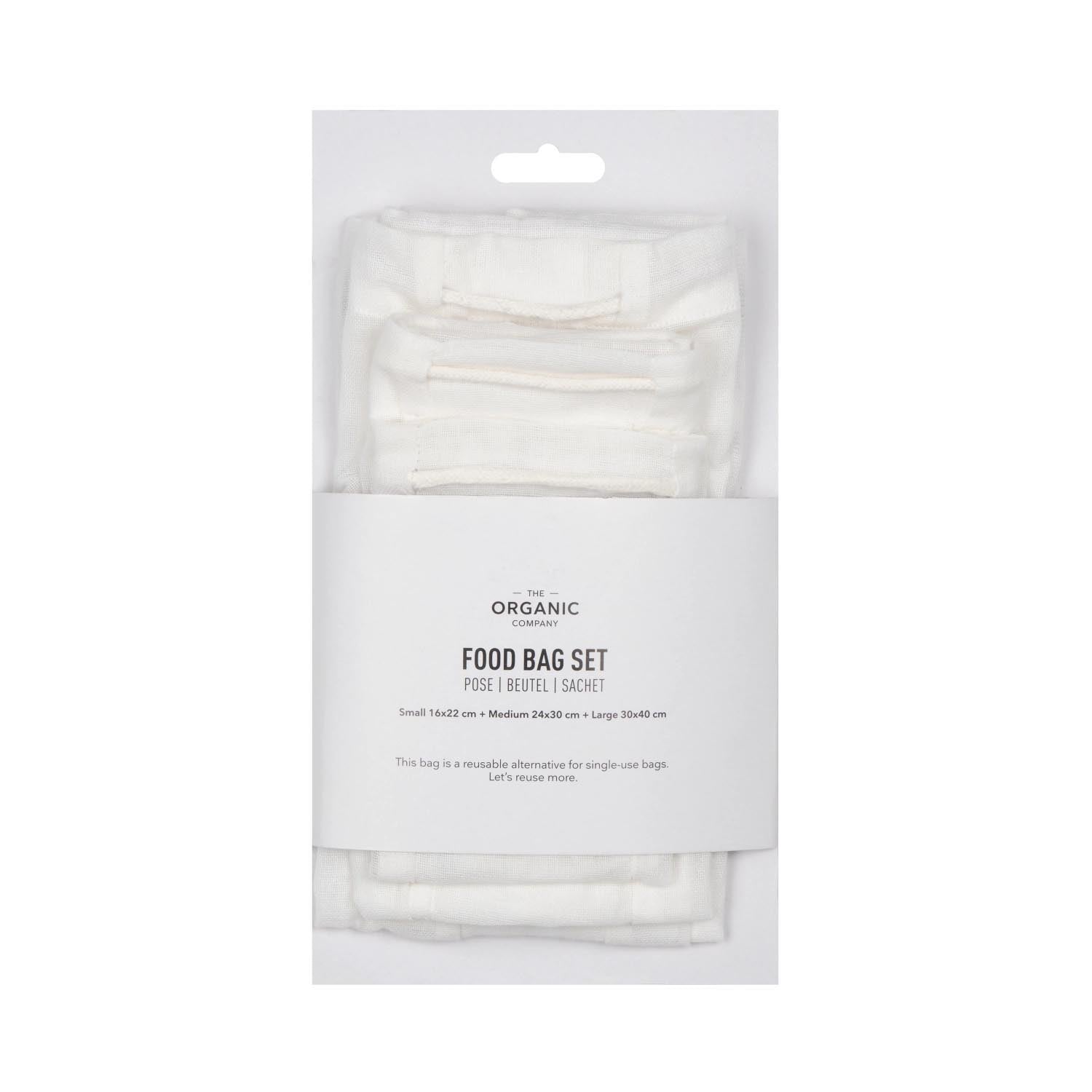 Food bag 3er Set Beutel natural white Biobaumwolle in 0 präsentiert im Onlineshop von KAQTU Design AG. Küchenhelfer ist von The Organic Company