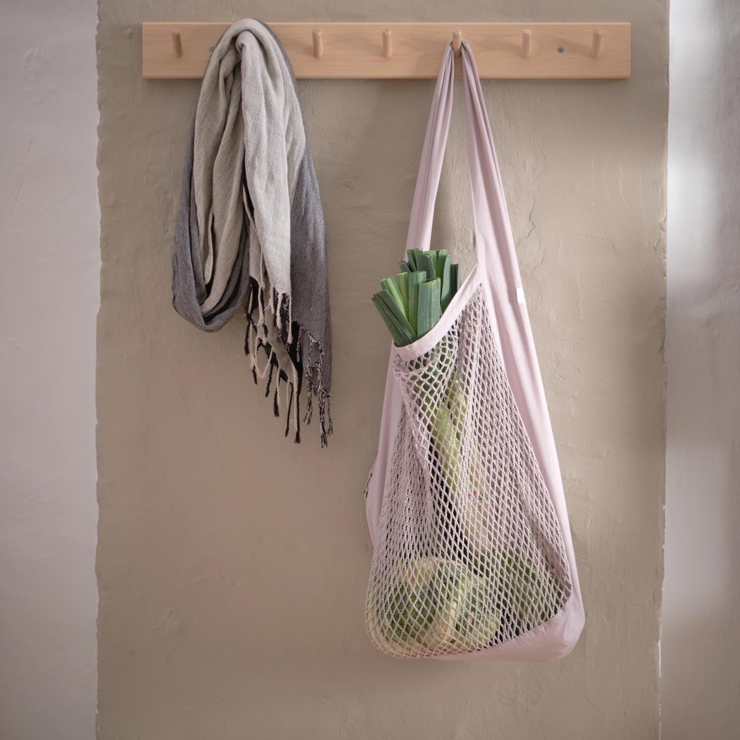 Stilvolle Netztasche aus Bio-Baumwolle in Dusty Lavendel, 44x15x45cm, ideal für Einkäufe oder den Alltag.