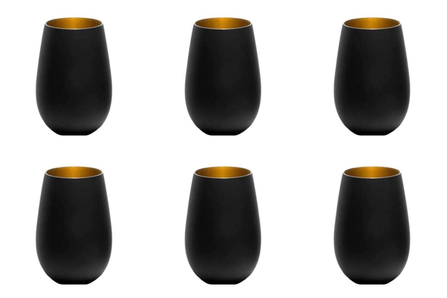 6er Set Elements Becher 465ml schwarz/gold in Gold präsentiert im Onlineshop von KAQTU Design AG. Glas ist von Stölzle