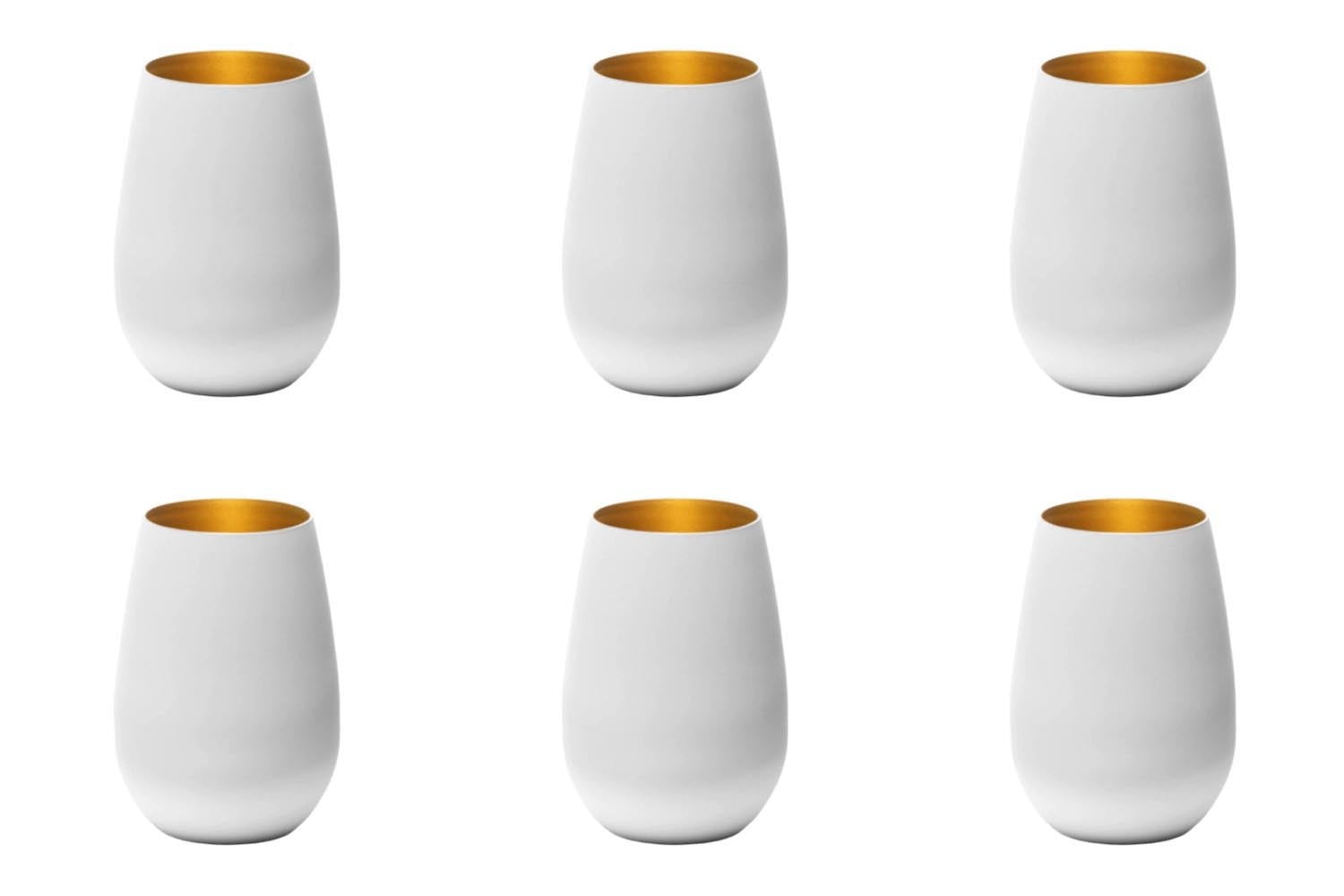 6er Set Elements Becher 465ml weiss/gold in Gold präsentiert im Onlineshop von KAQTU Design AG. Glas ist von Stölzle