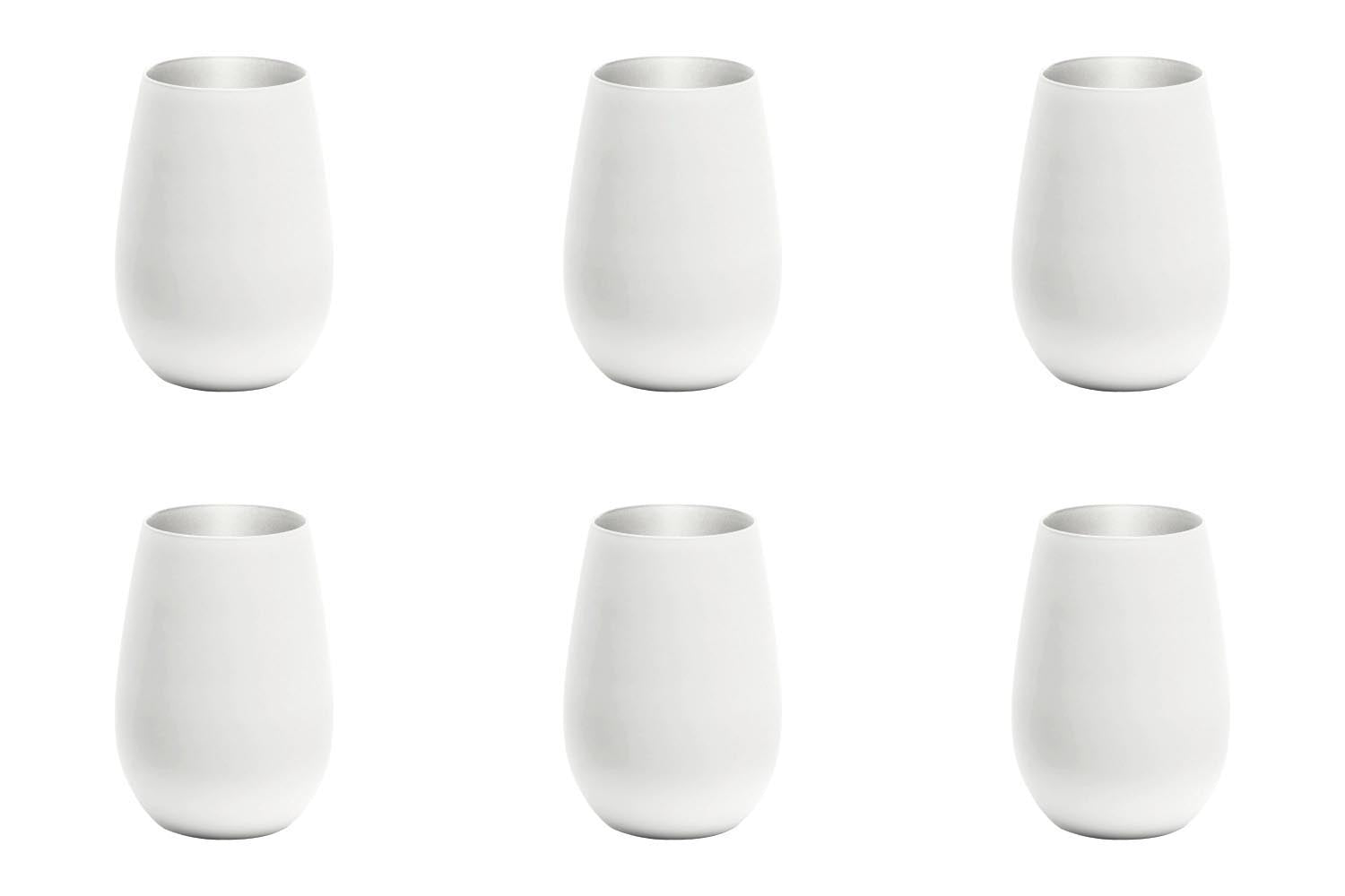 6er Set Elements Becher 465ml weiss/silber in Weiss präsentiert im Onlineshop von KAQTU Design AG. Glas ist von Stölzle