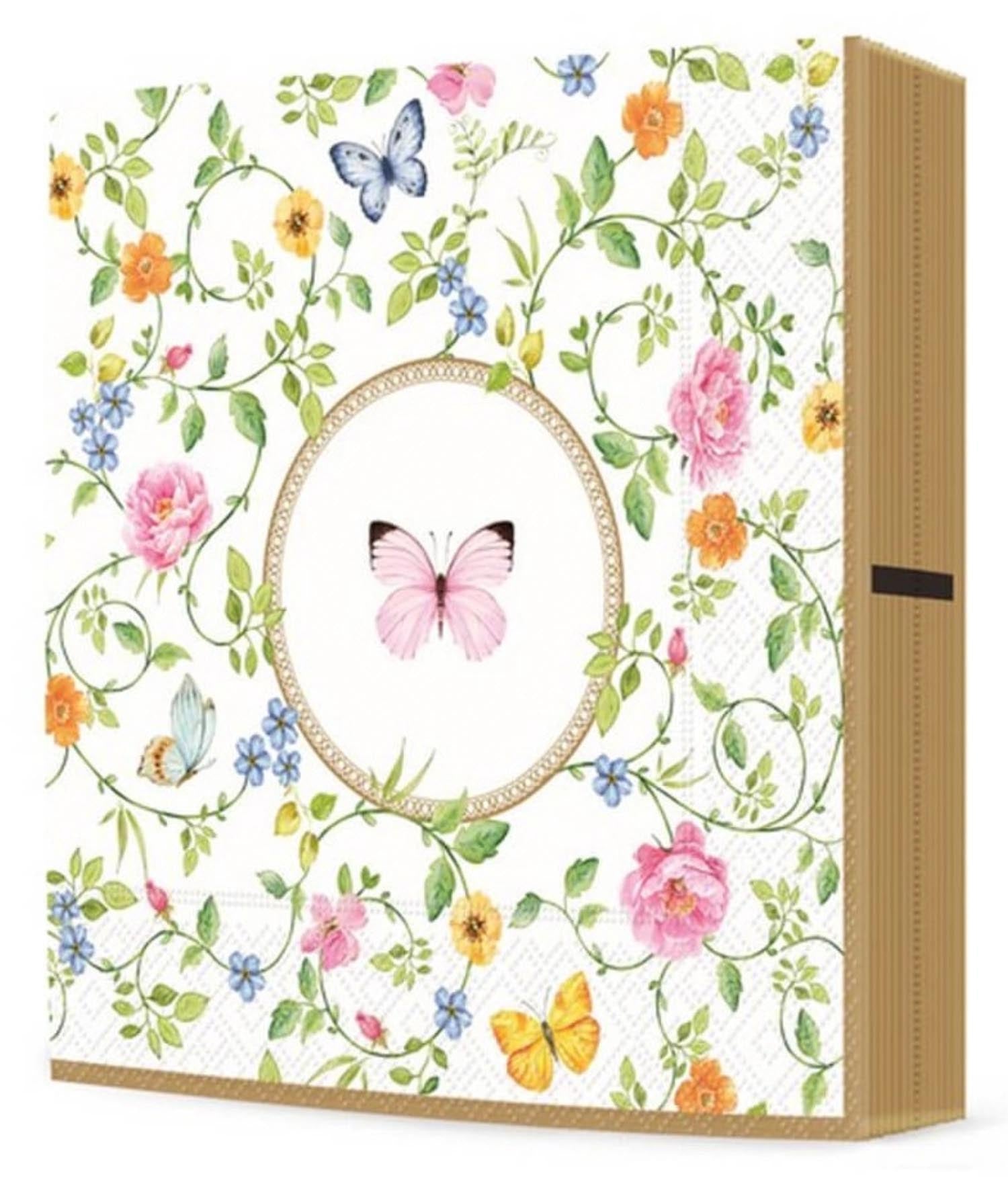 Elegante Papierservietten mit Schmetterlingsdesign, 20er Pack, 33x33cm, ideal für besondere Anlässe und stilvolle Tischdekoration.