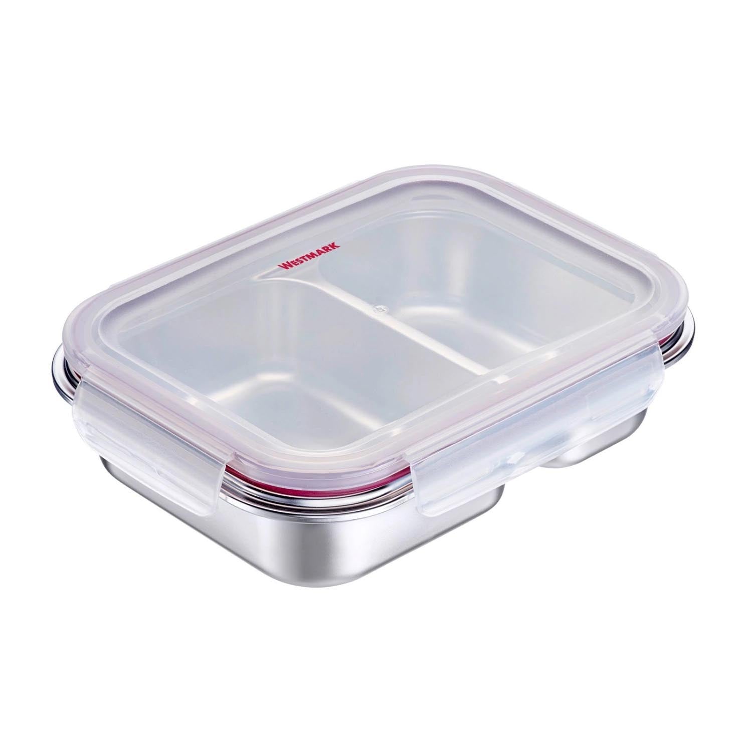 Lunch Box Edelstahl geteilt 450+280 ml in Silber präsentiert im Onlineshop von KAQTU Design AG. Aufbewahrungsbehälter ist von Westmark