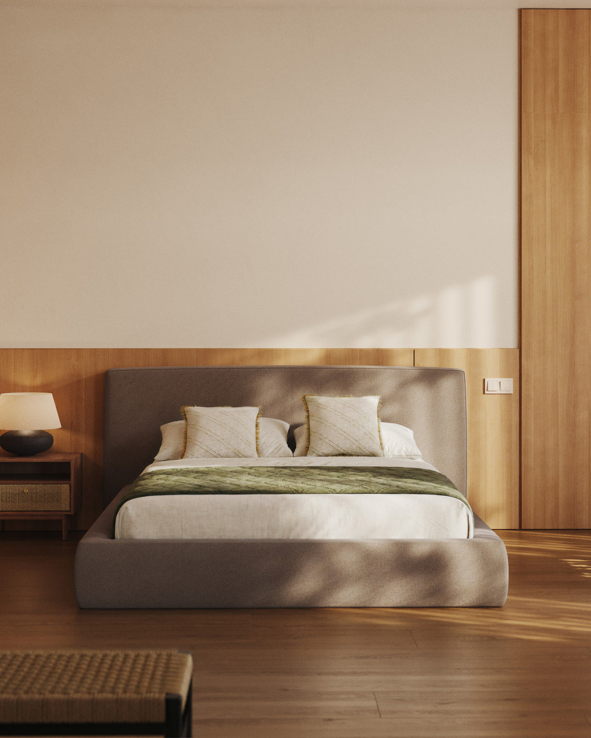 Abziehbares Bett Blok in Braun für Matratzengrösse 160 x 200 cm, FSC Mix Credit in Hellbraun präsentiert im Onlineshop von KAQTU Design AG. Bett ist von Kave Home