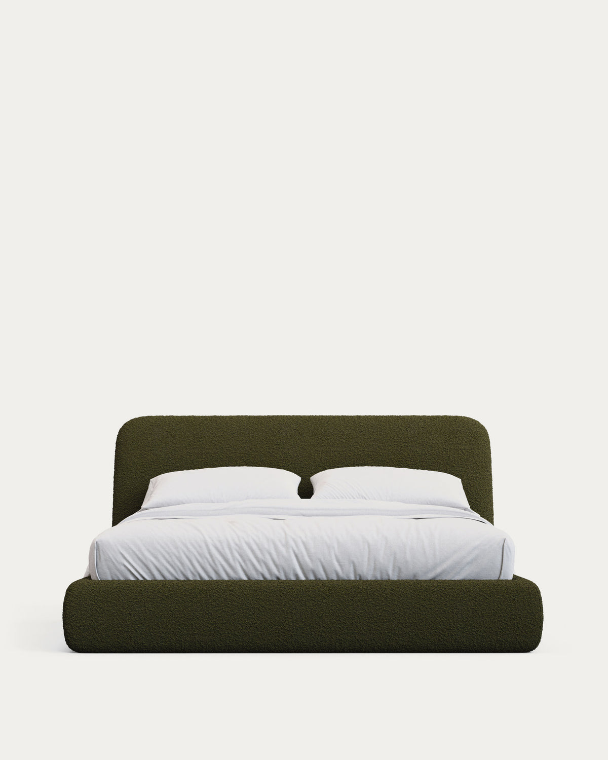 Abziehbares Bett Martina mit dunkelgrünem Lammfellimitat für Matratzengrösse 160 x 200 cm, FSC Mix Credit in Dunkelgrün präsentiert im Onlineshop von KAQTU Design AG. Bett ist von Kave Home