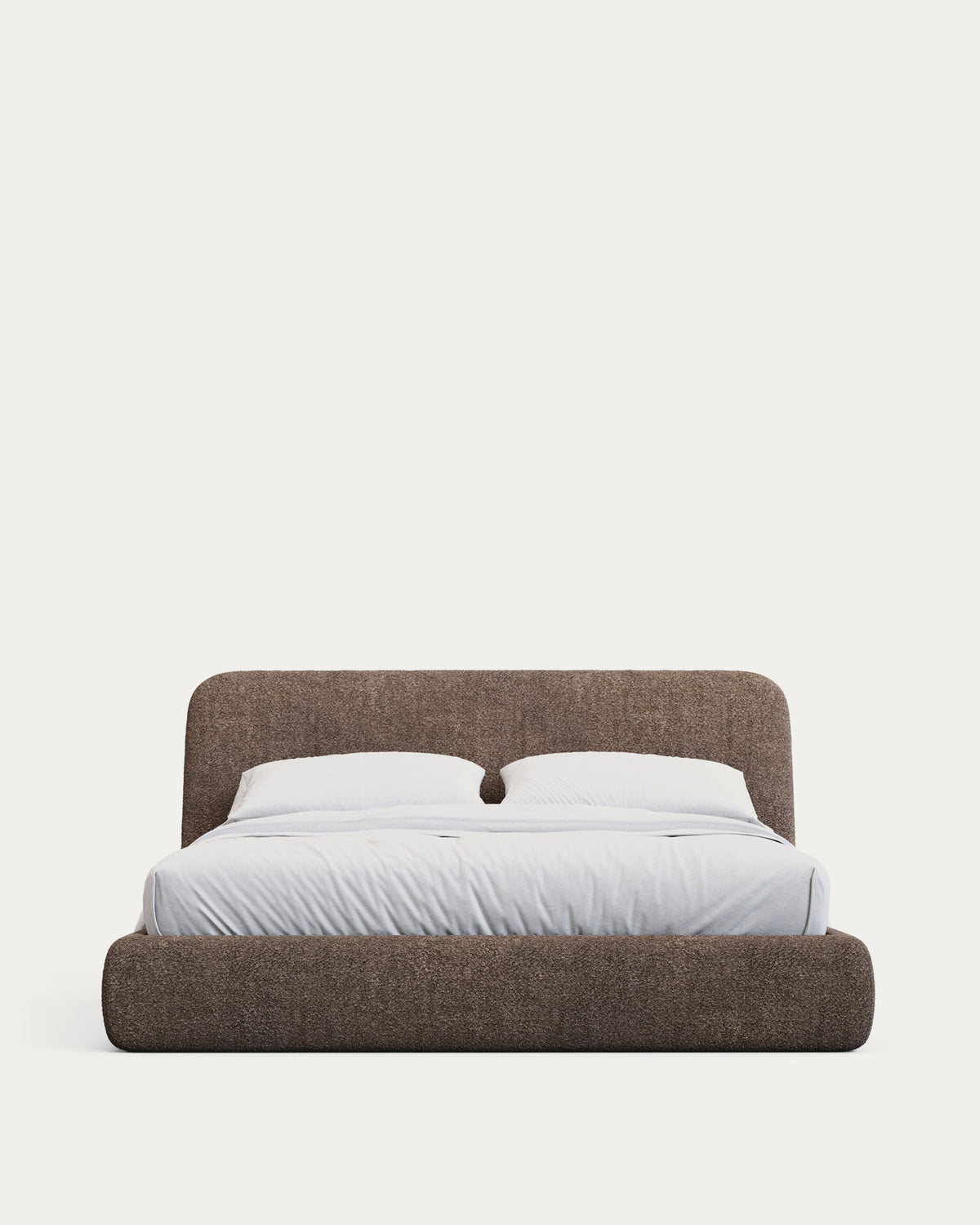 Abziehbares Bett Martina mit braunem Lammfellimitat für Matratzengrösse 180 x 200 cm, FSC Mix Credit in Hellbraun präsentiert im Onlineshop von KAQTU Design AG. Bett ist von Kave Home