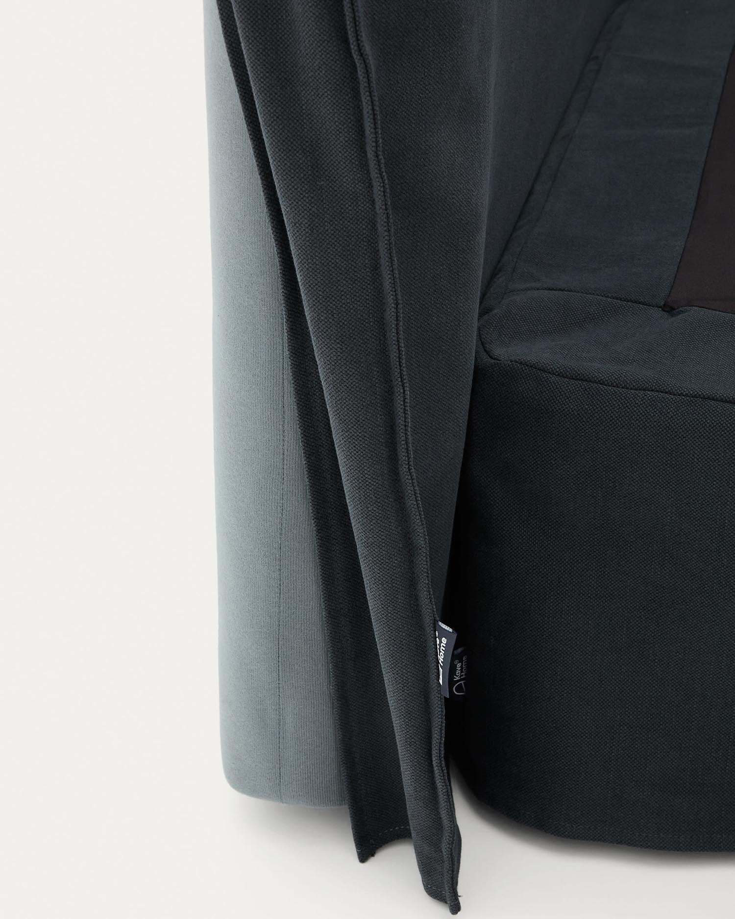 Elegantes Kopfteil Jaira in anthrazitgrau, 160 cm, mit pflegeleichtem abnehmbarem Bezug aus Leinen und Baumwolle. Ideal für stilvolle Schlafzimmer.