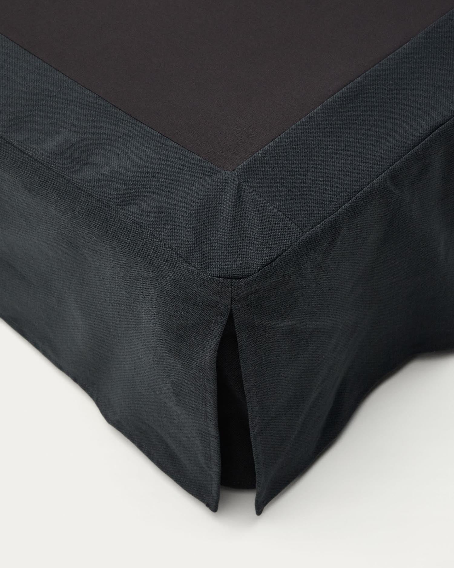 Stilvolles Bettgestell Jaira in edlem Anthrazitgrau, gefertigt aus langlebigem Leinen und Baumwolle, mit praktischem abnehmbaren Bezug für 90x200 cm.