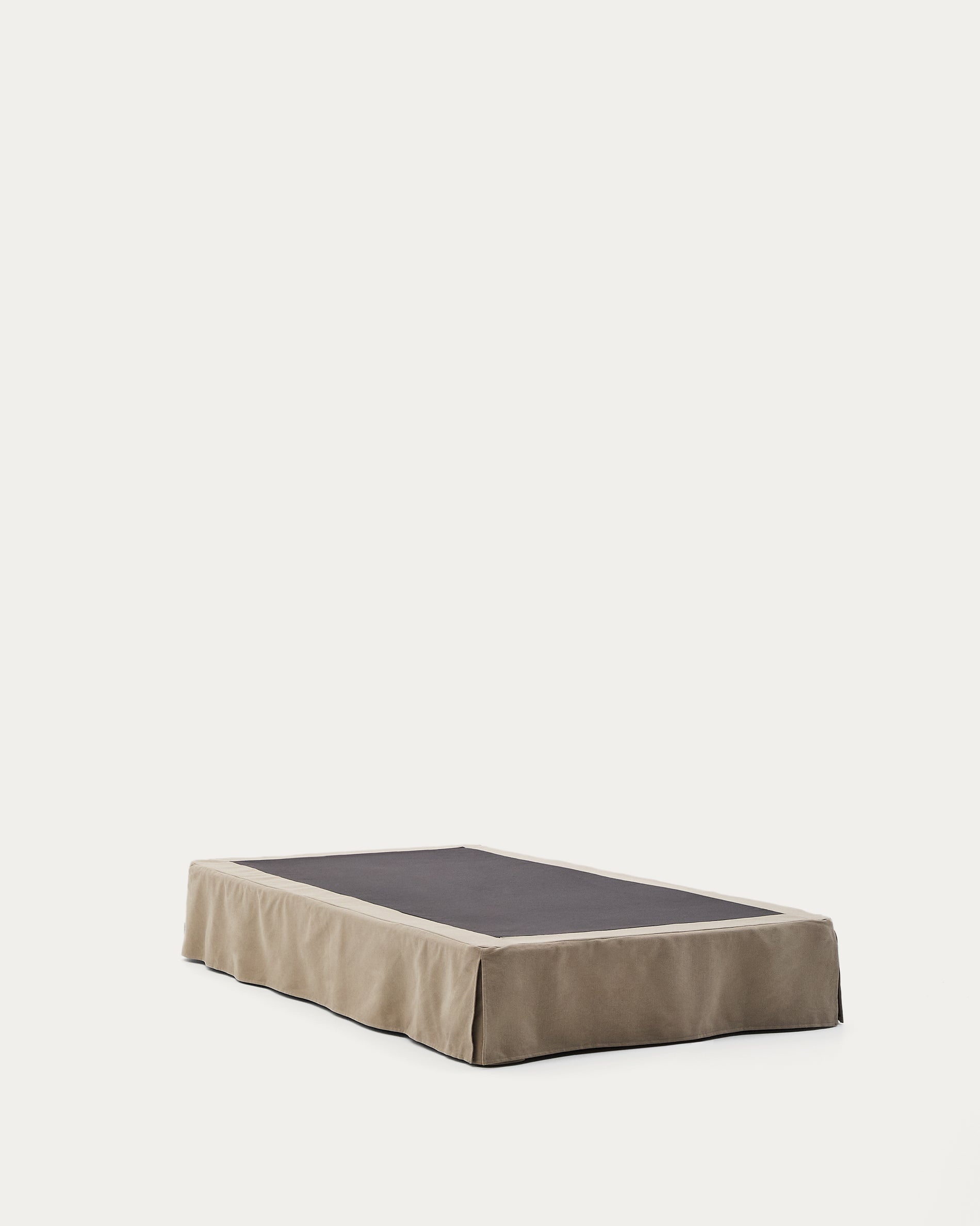 Elegantes Bettgestell Jaira in taupe, aus Leinen und Baumwolle, passend für 90 x 200 cm Matratzen, ideal für stilvolle Schlafzimmer.
