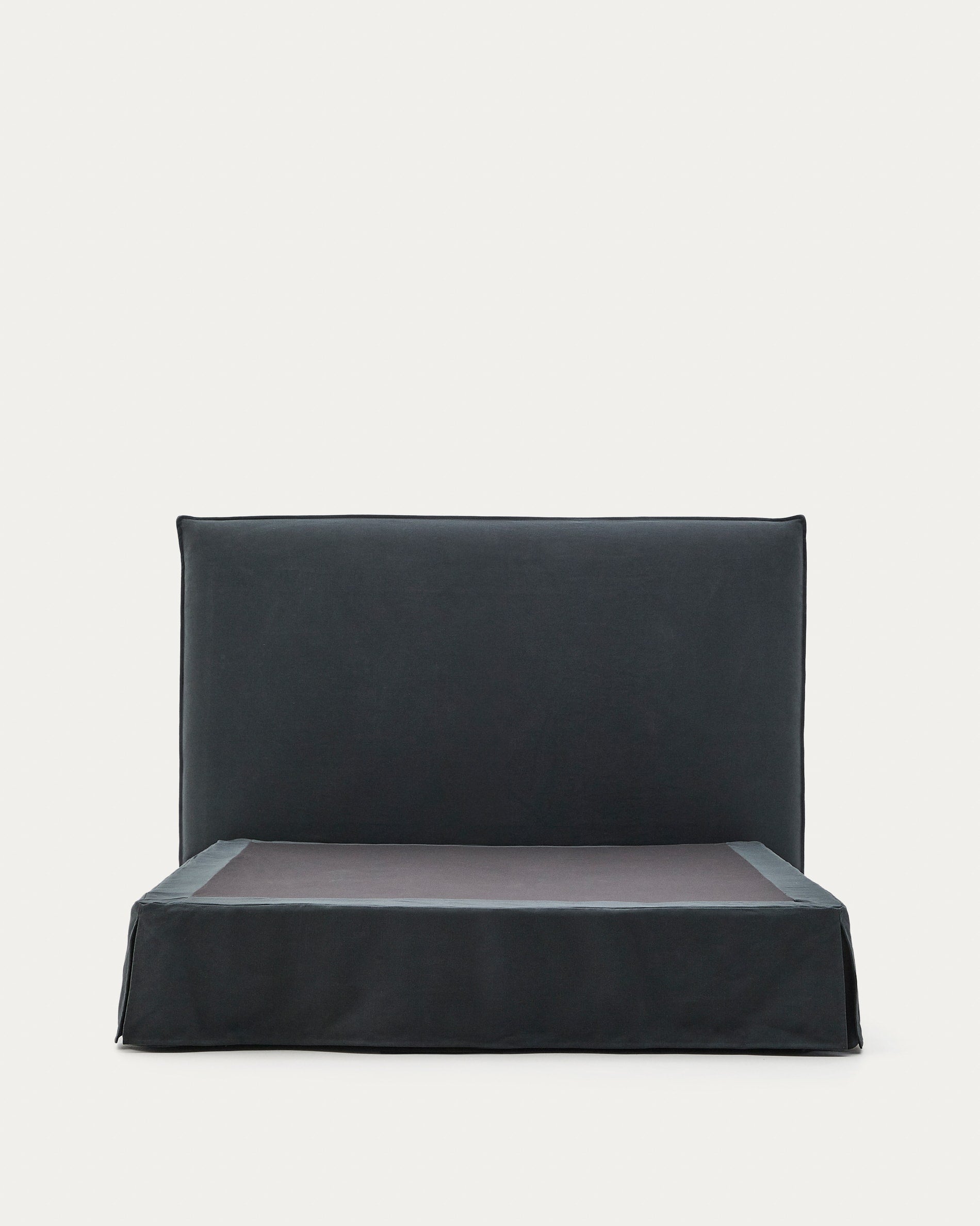 Anthrazitgrauer Bettbezug aus Leinen-Baumwoll-Mix, ideal für 150x190 cm Matratzen, stilvoll und hochwertig von Kave Home.